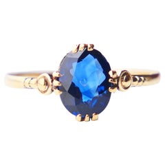 Antiker Ring natürlicher 2ct Saphir massiv 18K Gold Größe Ø8 US / 1.56 gr