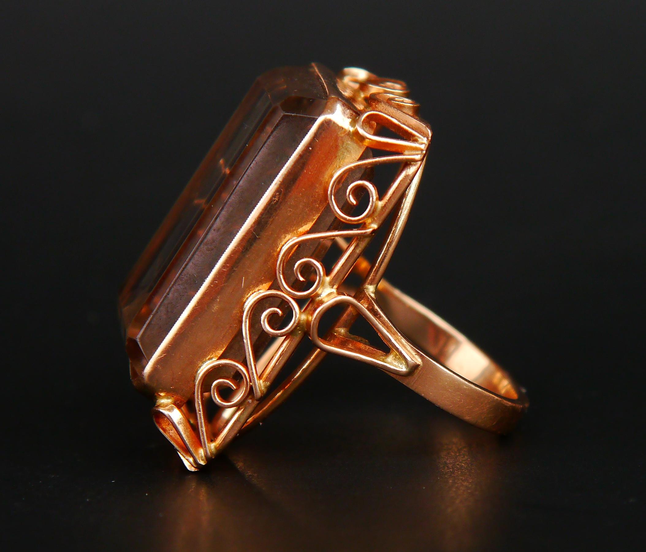De las mujeres Anillo antiguo natural 35 ct. Citrino macizo Oro Rosa 14K Ø7.25 US / 17gr en venta