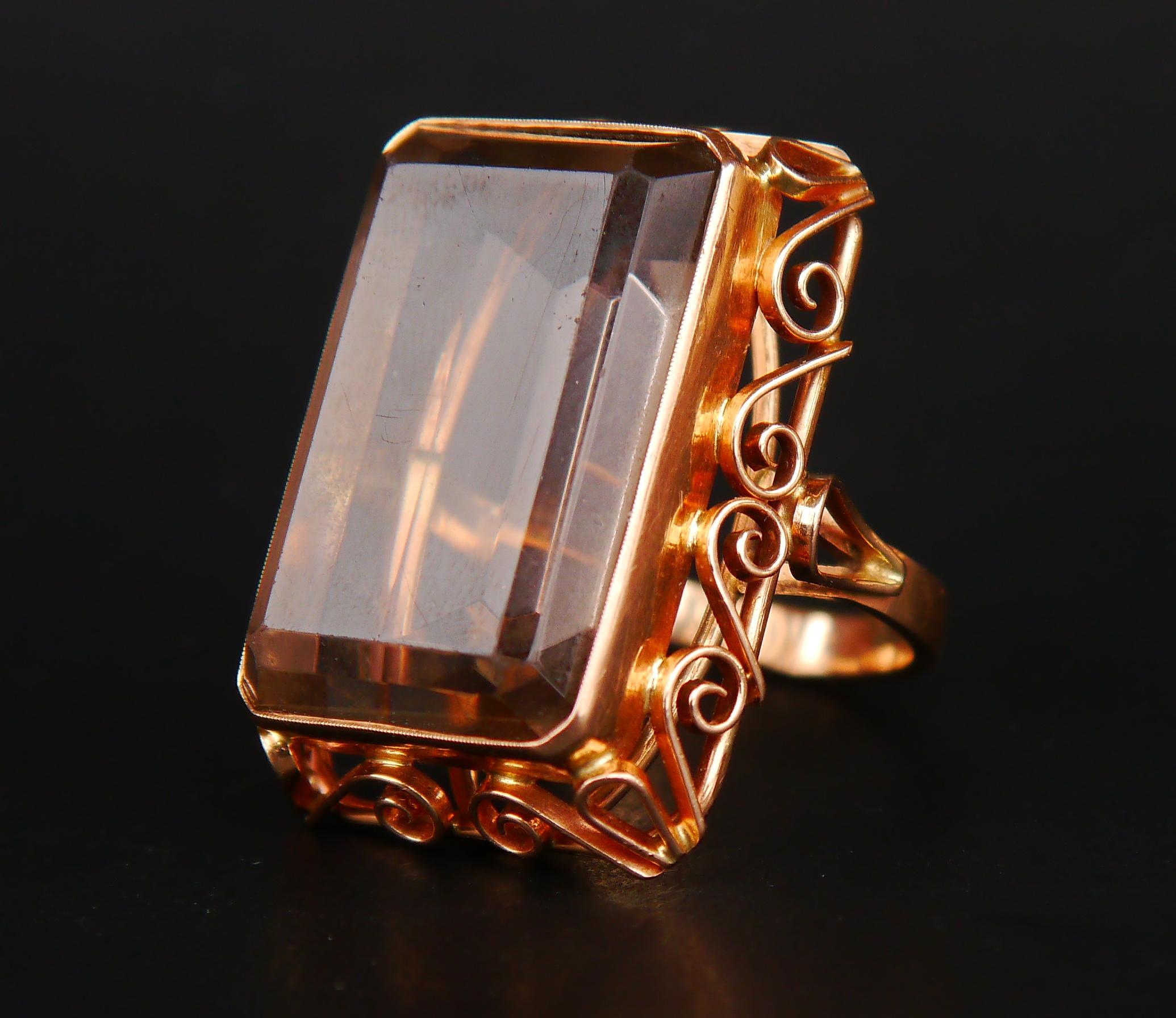 Anillo antiguo natural 35 ct. Citrino macizo Oro Rosa 14K Ø7.25 US / 17gr en venta 1