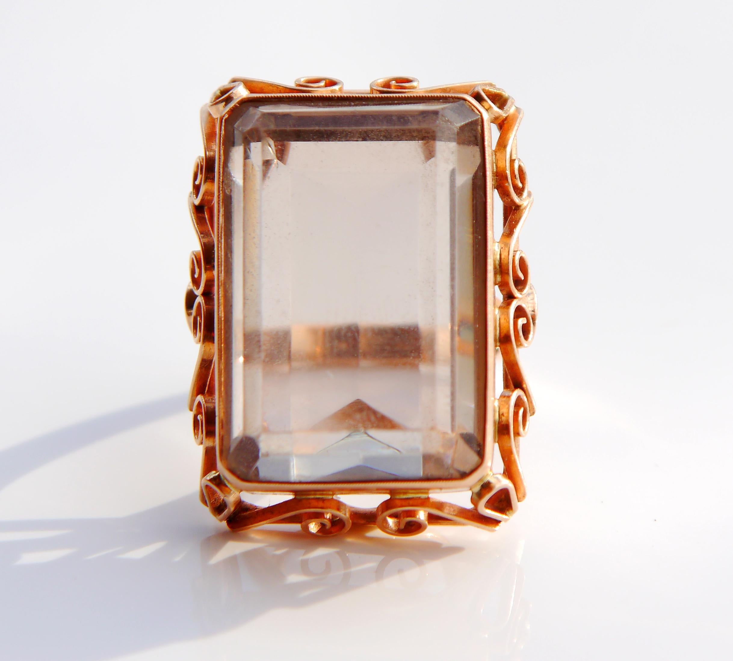 Anillo antiguo natural 35 ct. Citrino macizo Oro Rosa 14K Ø7.25 US / 17gr en venta 4