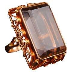 Anillo antiguo natural 35 ct. Citrino macizo Oro Rosa 14K Ø7.25 US / 17gr