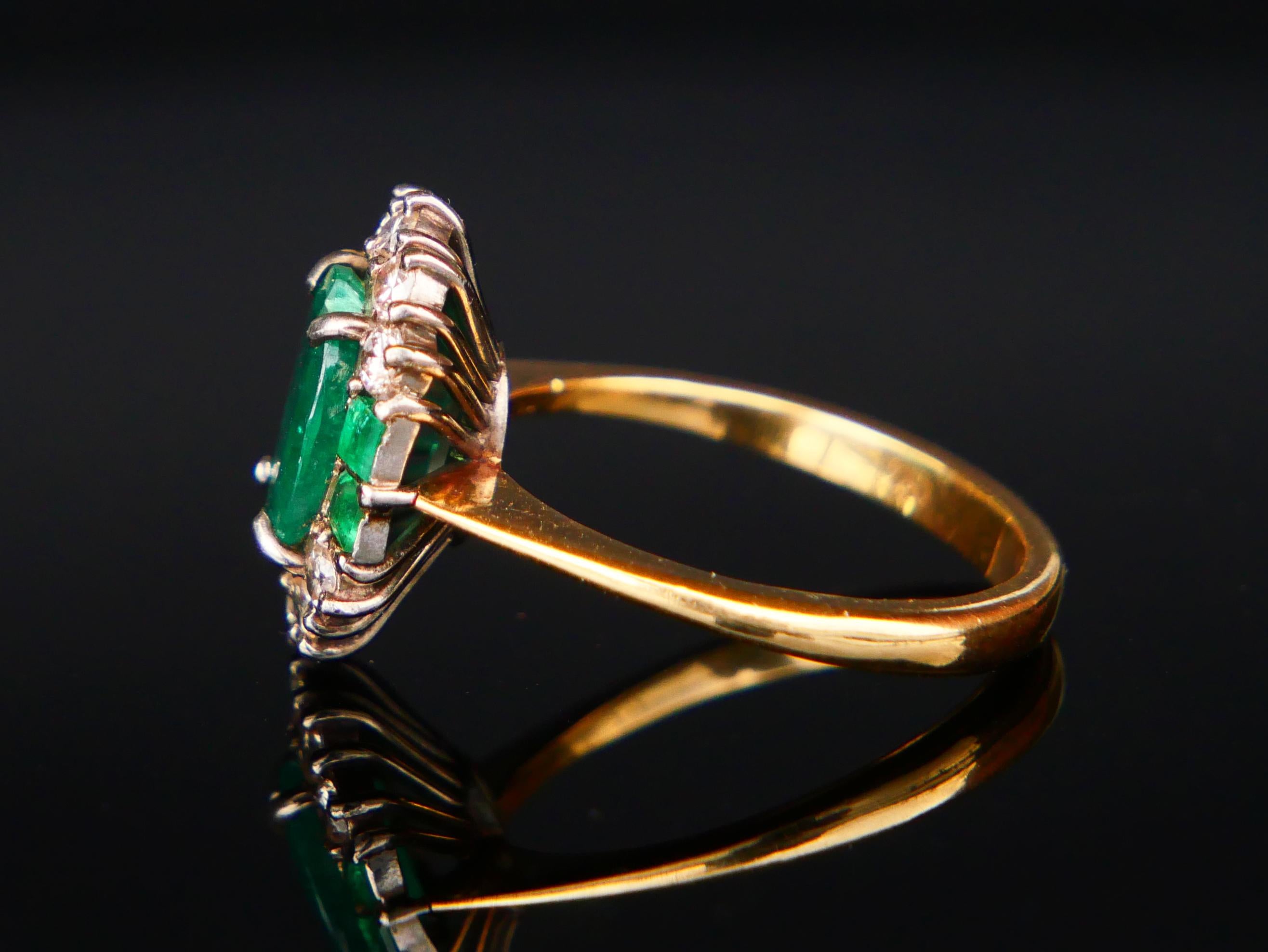 Antiker Ring natürlich 3ctw. Smaragd 0.6ctw Diamanten massiv 18K Gold Ø US 6.75/ 5gr im Angebot 5