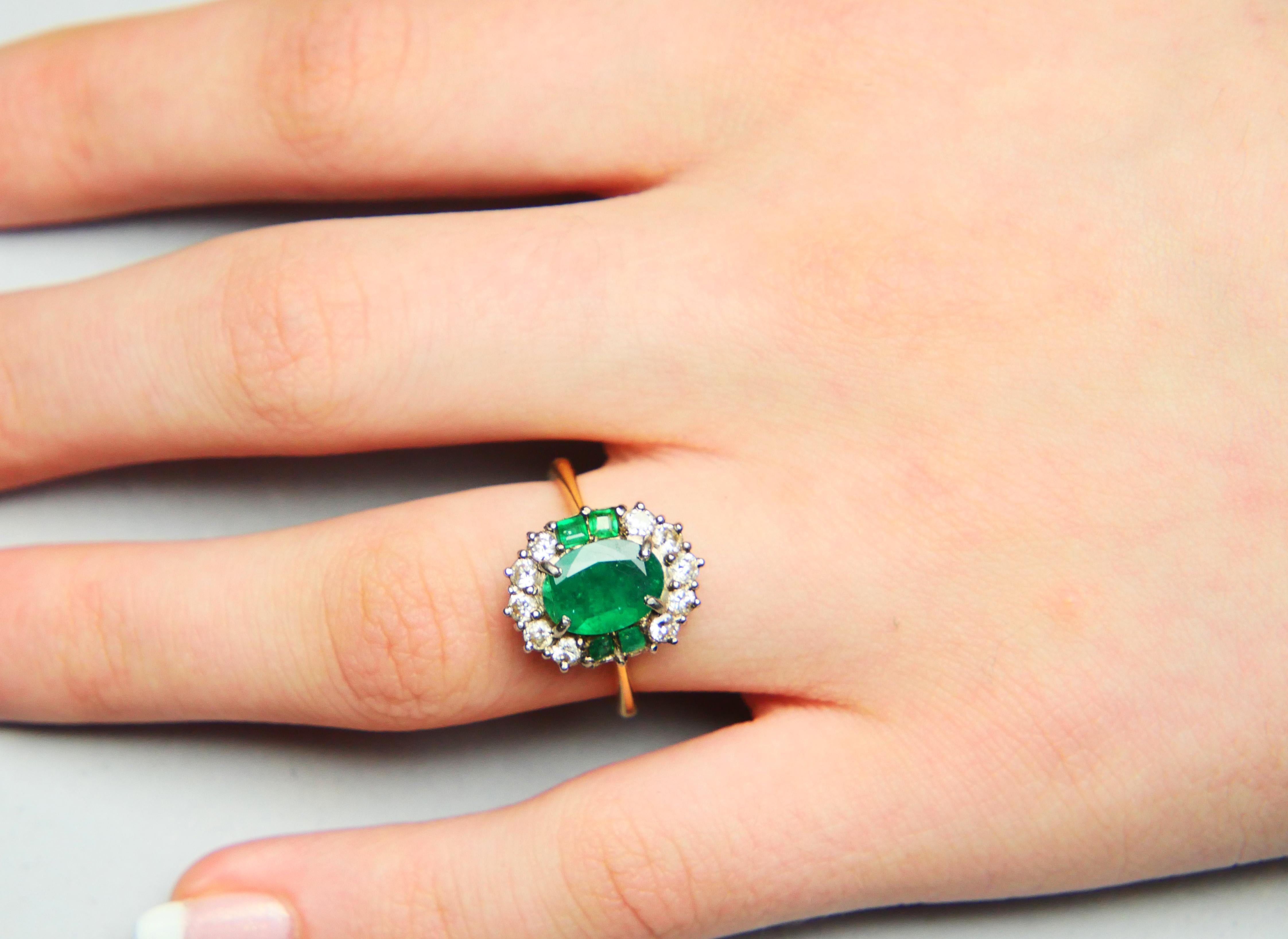 Antiker Ring natürlich 3ctw. Smaragd 0.6ctw Diamanten massiv 18K Gold Ø US 6.75/ 5gr im Angebot 5