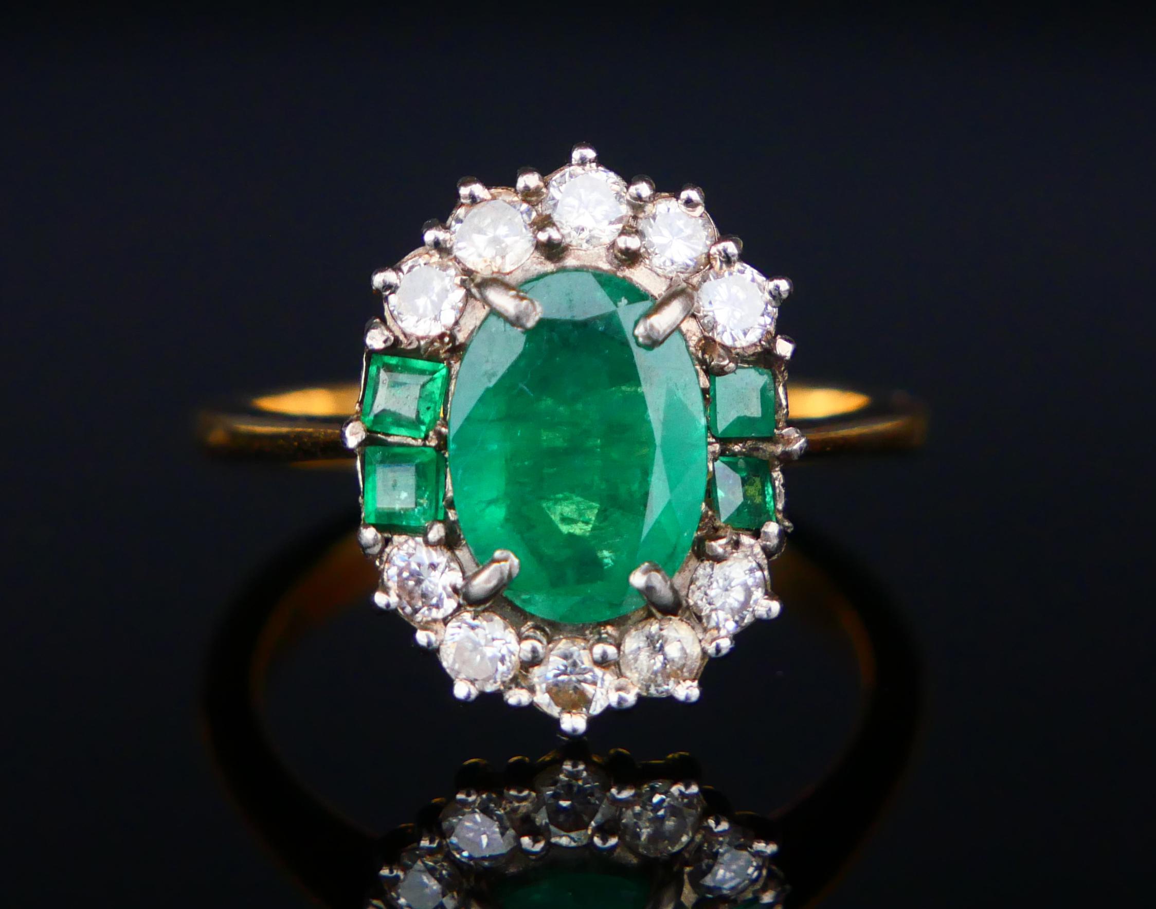Antiker Ring natürlich 3ctw. Smaragd 0.6ctw Diamanten massiv 18K Gold Ø US 6.75/ 5gr im Angebot 6