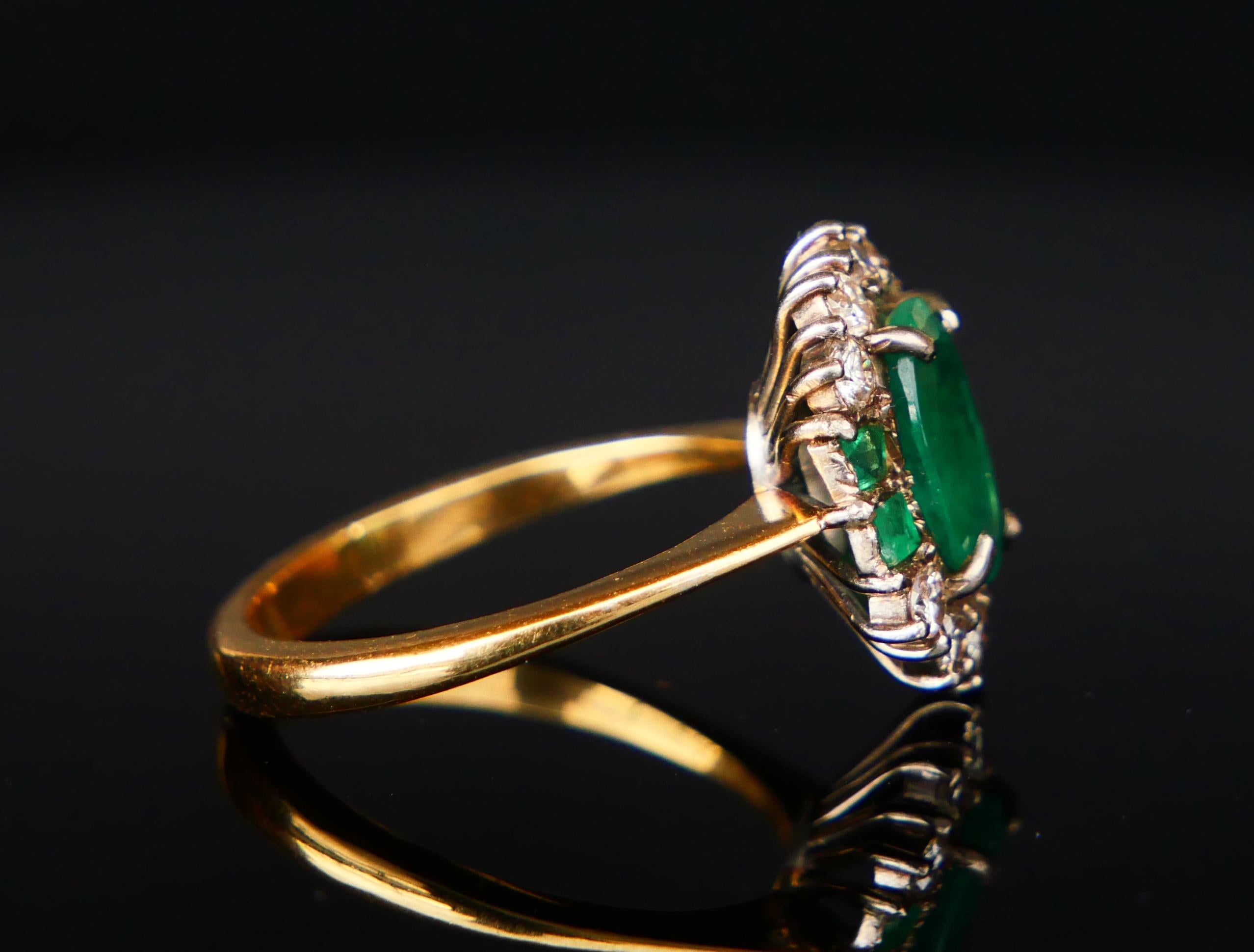 Antiker Ring natürlich 3ctw. Smaragd 0.6ctw Diamanten massiv 18K Gold Ø US 6.75/ 5gr im Angebot 8