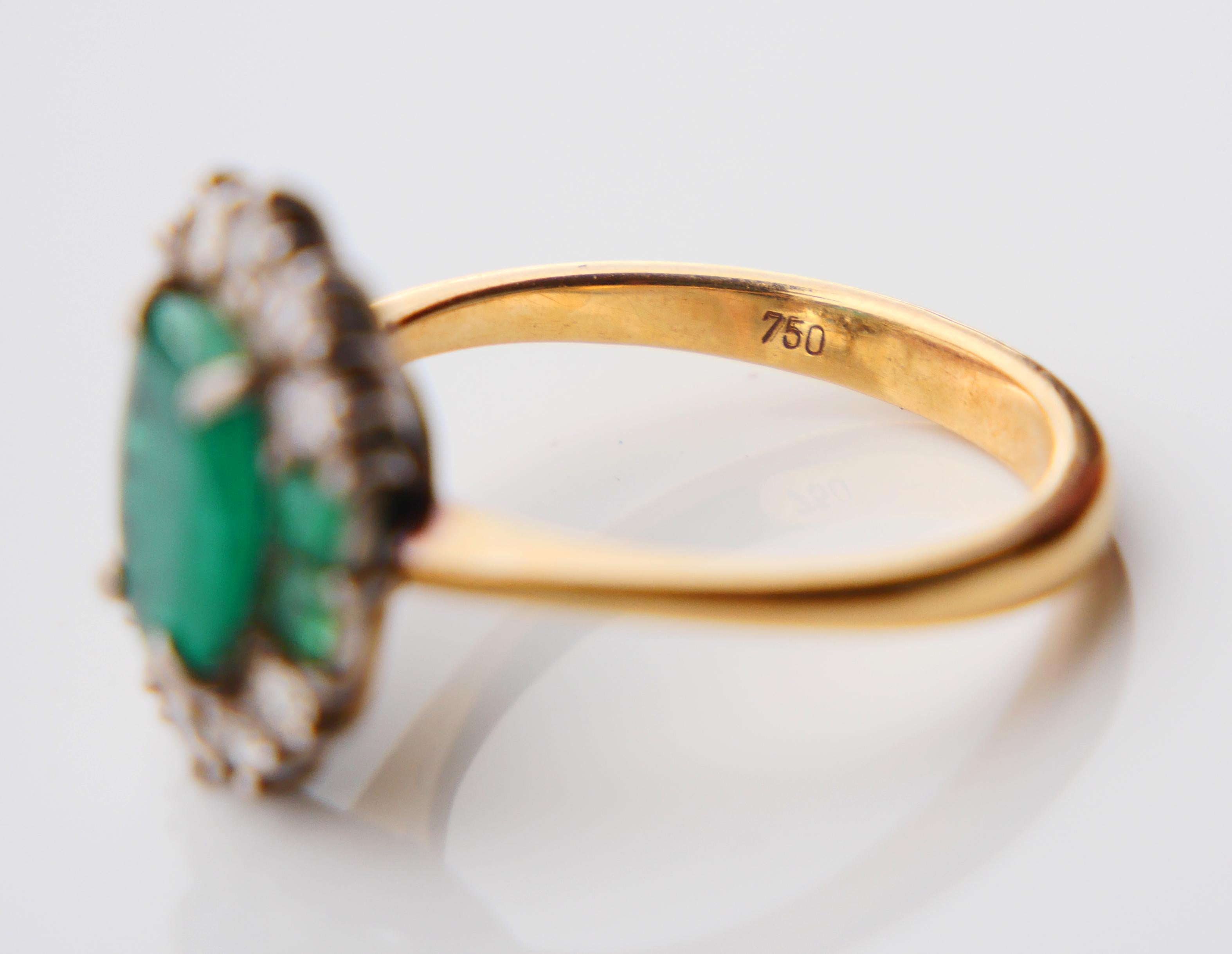 Antiker Ring natürlich 3ctw. Smaragd 0.6ctw Diamanten massiv 18K Gold Ø US 6.75/ 5gr im Angebot 9