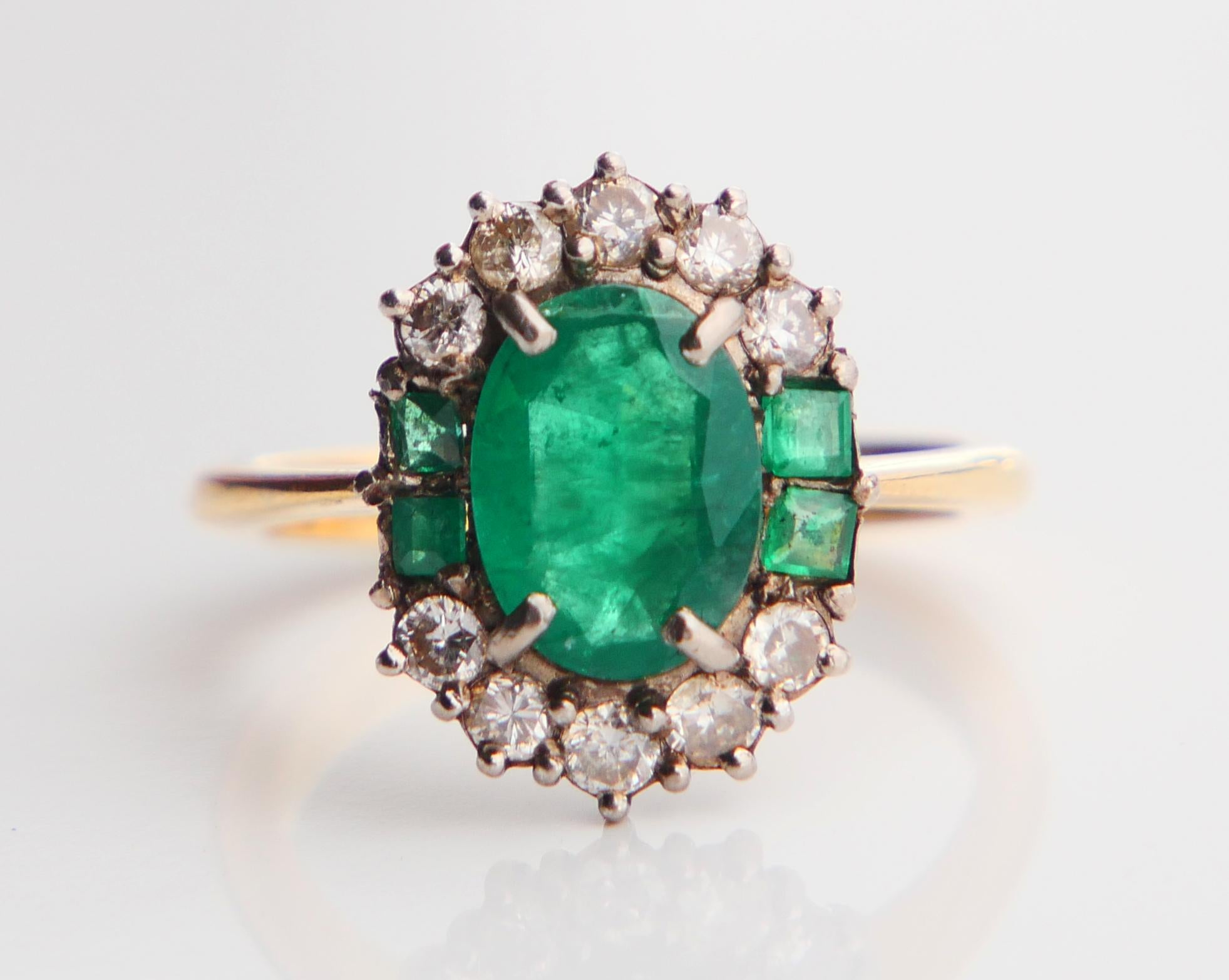 Antiker Ring natürlich 3ctw. Smaragd 0.6ctw Diamanten massiv 18K Gold Ø US 6.75/ 5gr im Angebot 1