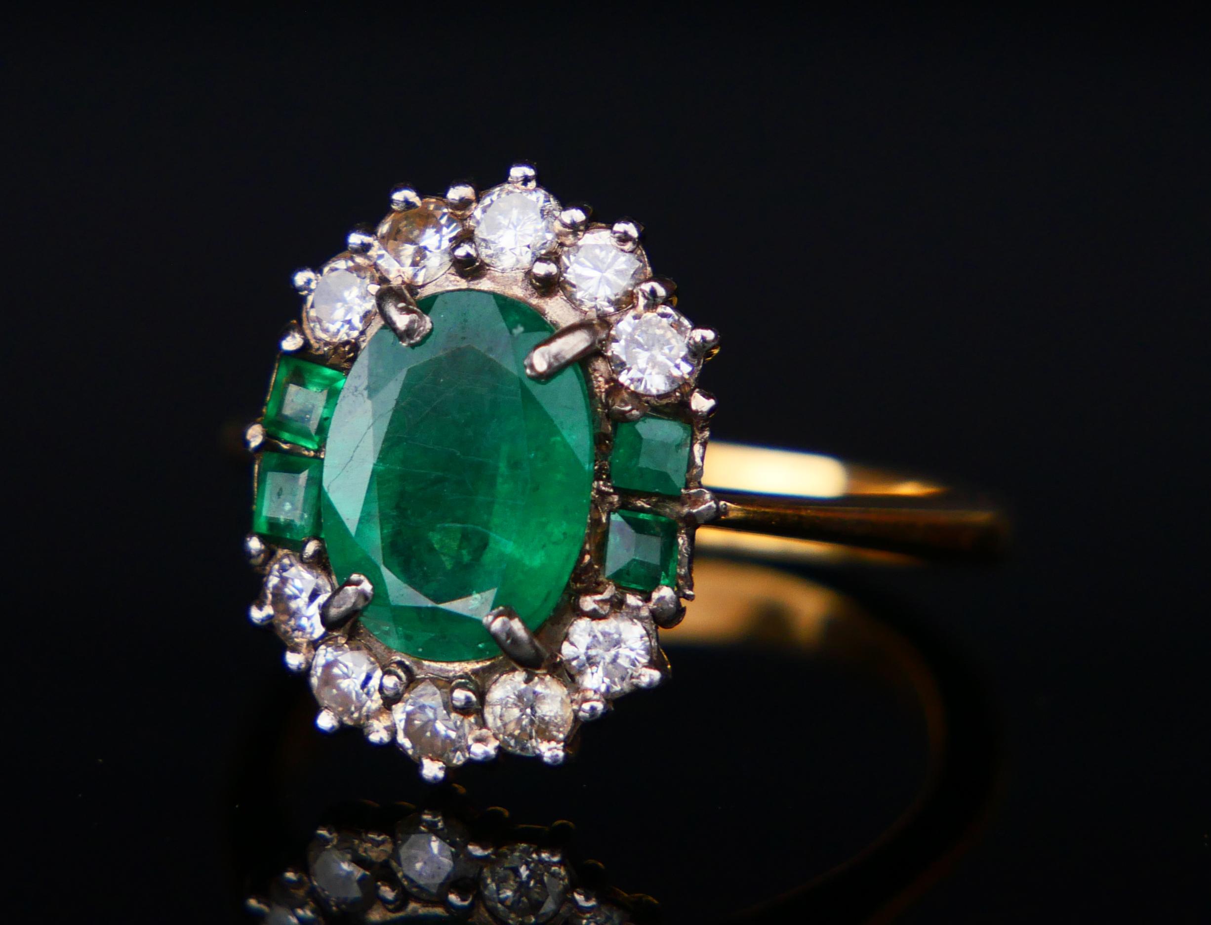 Antiker Ring natürlich 3ctw. Smaragd 0.6ctw Diamanten massiv 18K Gold Ø US 6.75/ 5gr im Angebot 4
