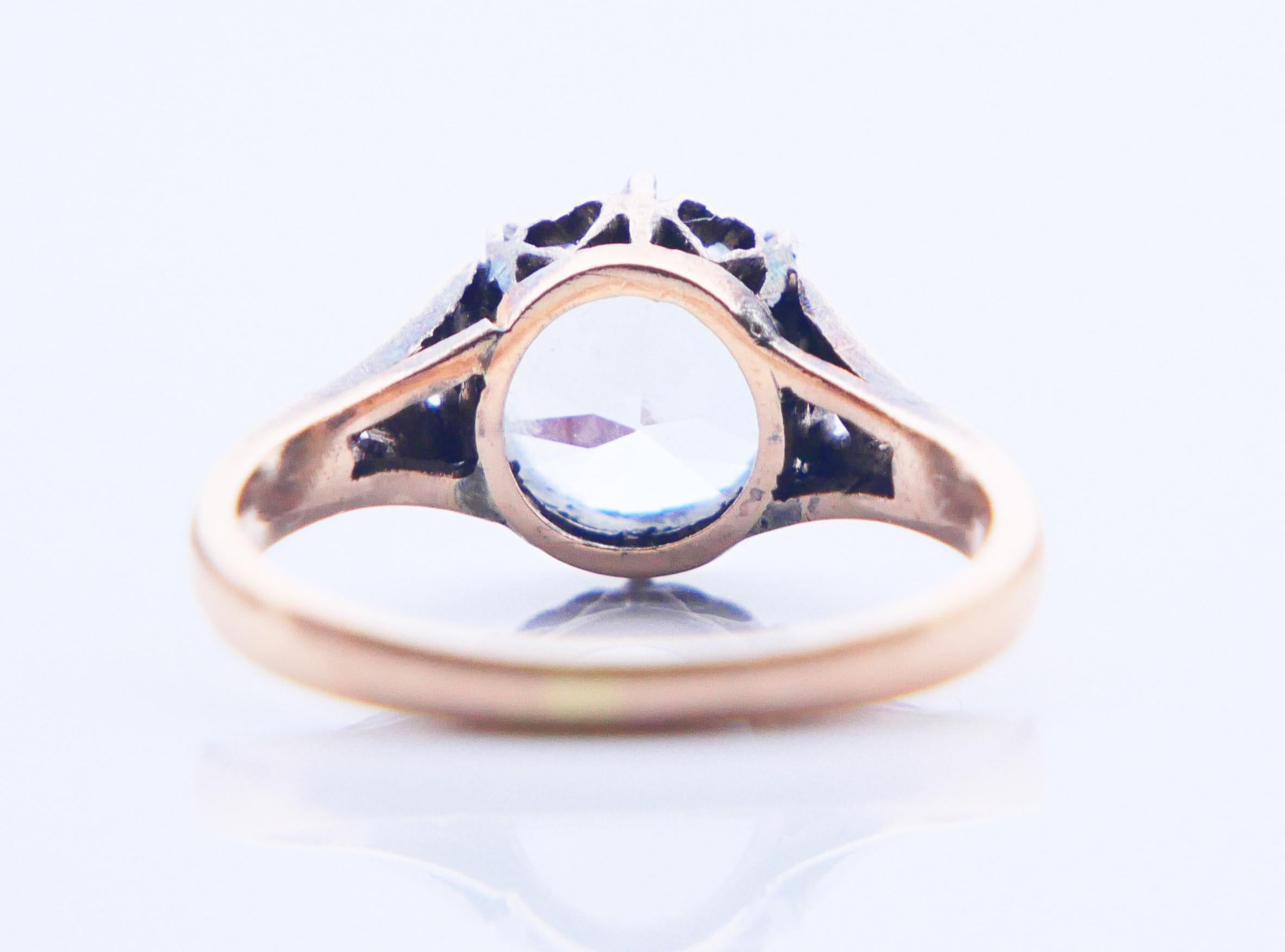 Antique Ring natural 4ct White Zircone solid 18K Gold ØUS6 / 3.4 gr 6
