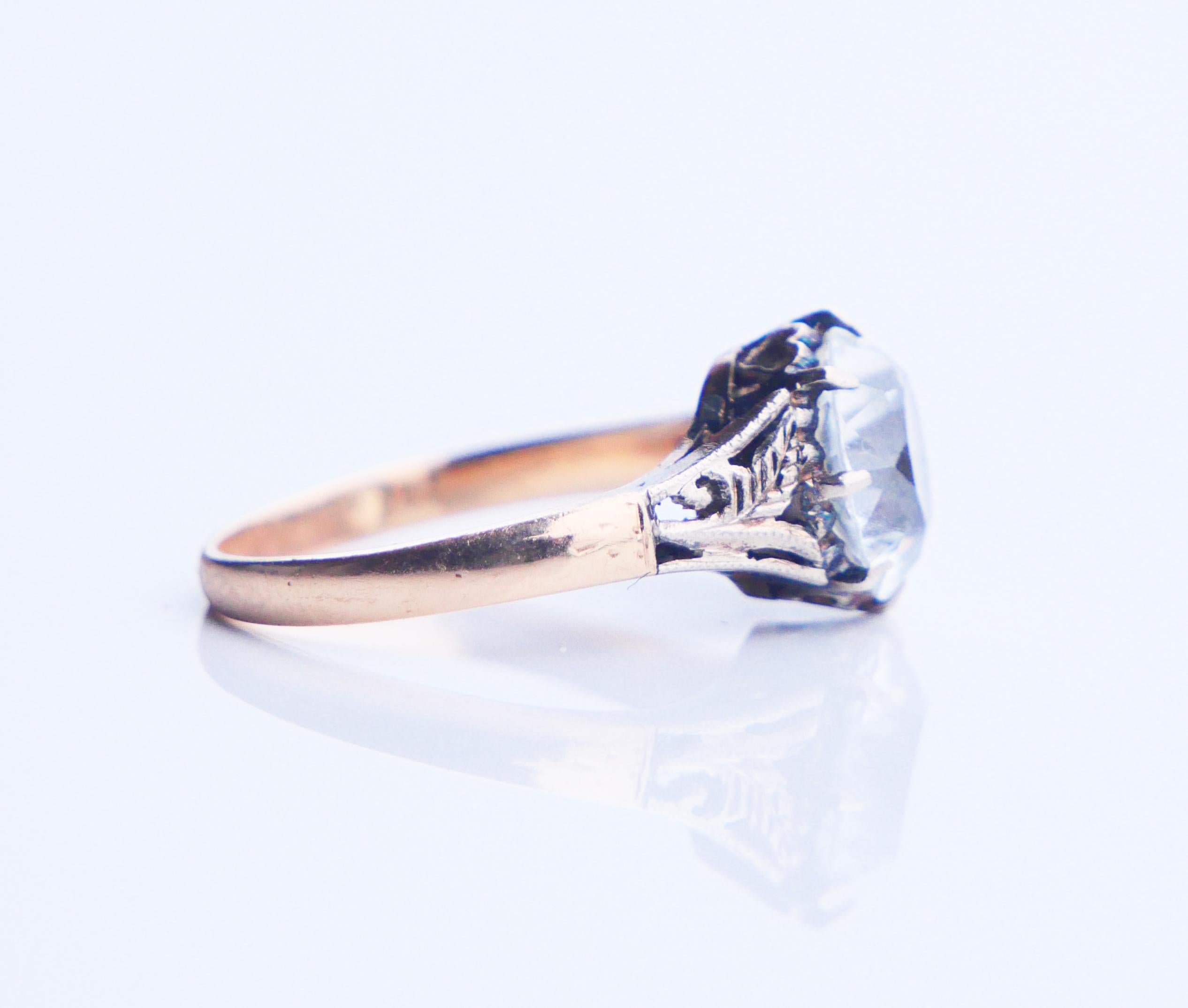 Antique Ring natural 4ct White Zircone solid 18K Gold ØUS6 / 3.4 gr 7