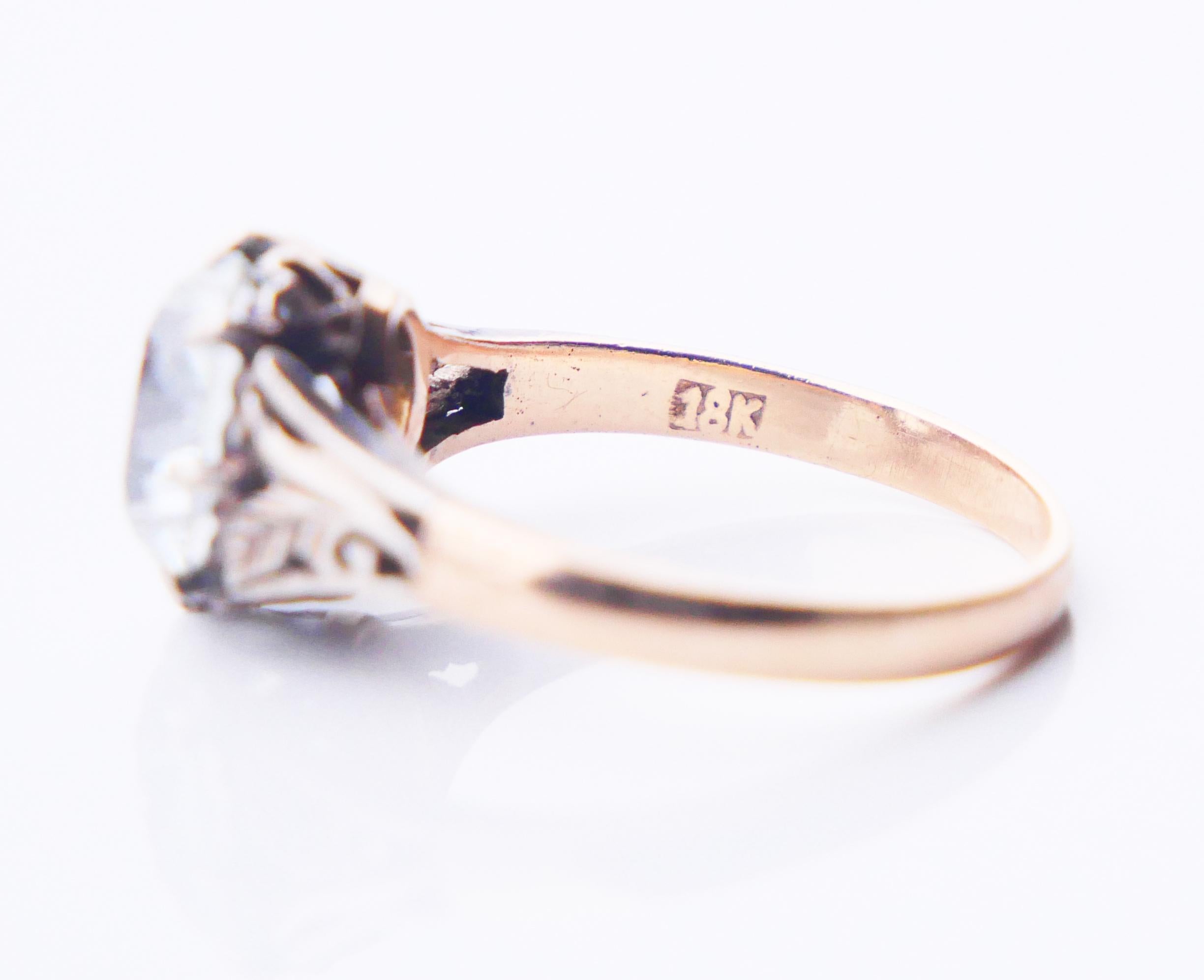 Antique Ring natural 4ct White Zircone solid 18K Gold ØUS6 / 3.4 gr 8