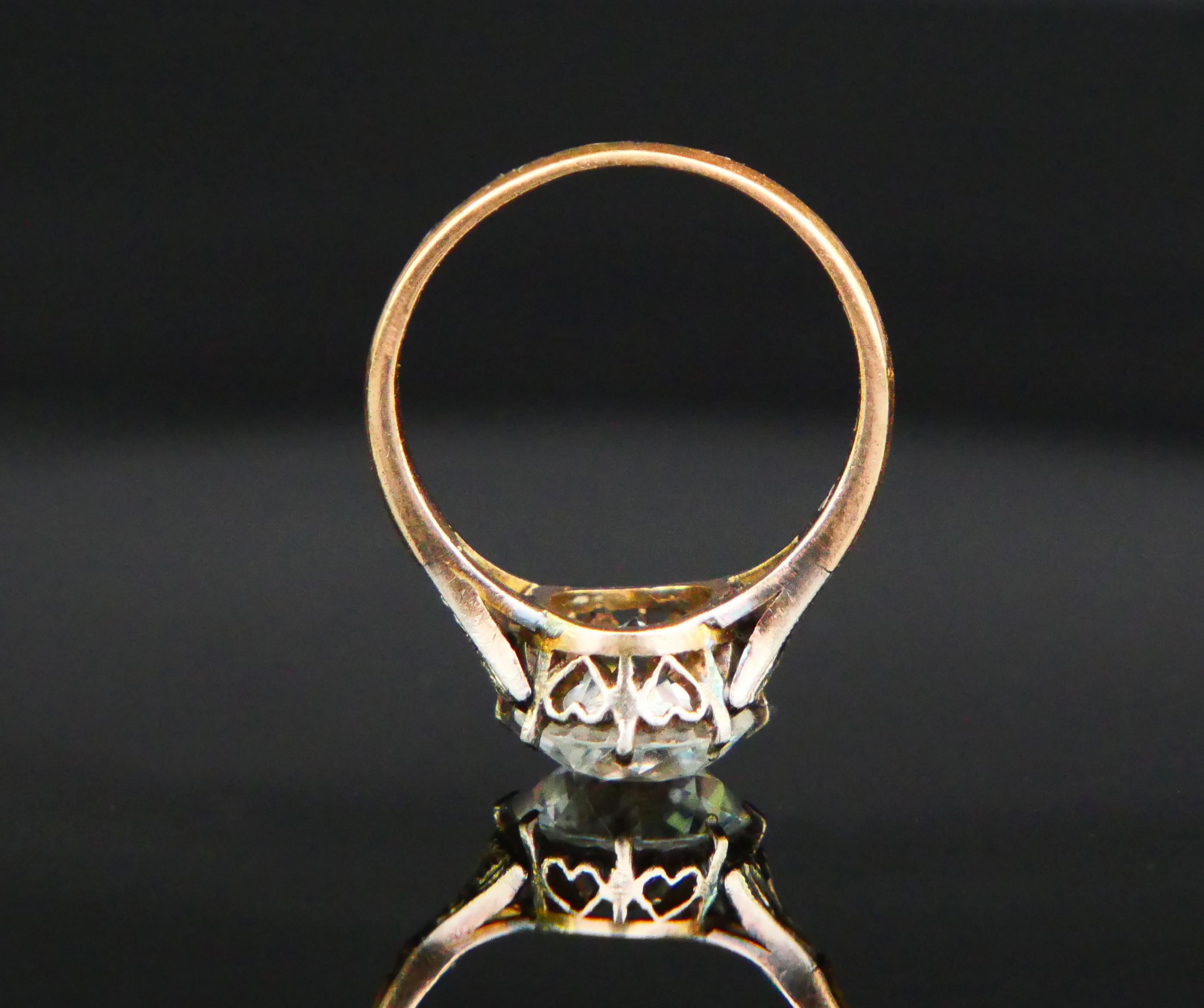 Antique Ring natural 4ct White Zircone solid 18K Gold ØUS6 / 3.4 gr 1
