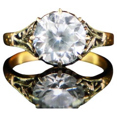 Antique Ring natural 4ct White Zircone solid 18K Gold ØUS6 / 3.4 gr
