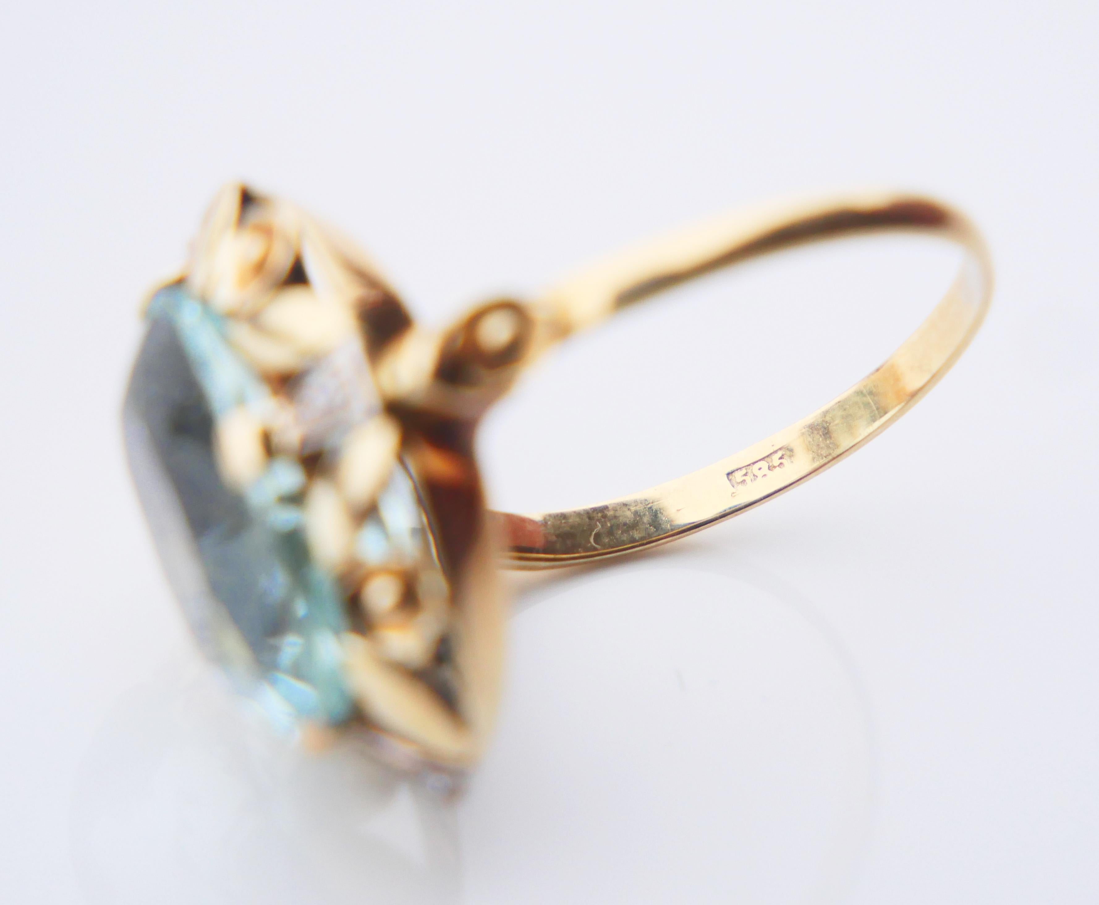 Antique Ring natural 6.5 ct Aquamarine Diamonds solid 14K Gold ØUS7.5/4.32g 9