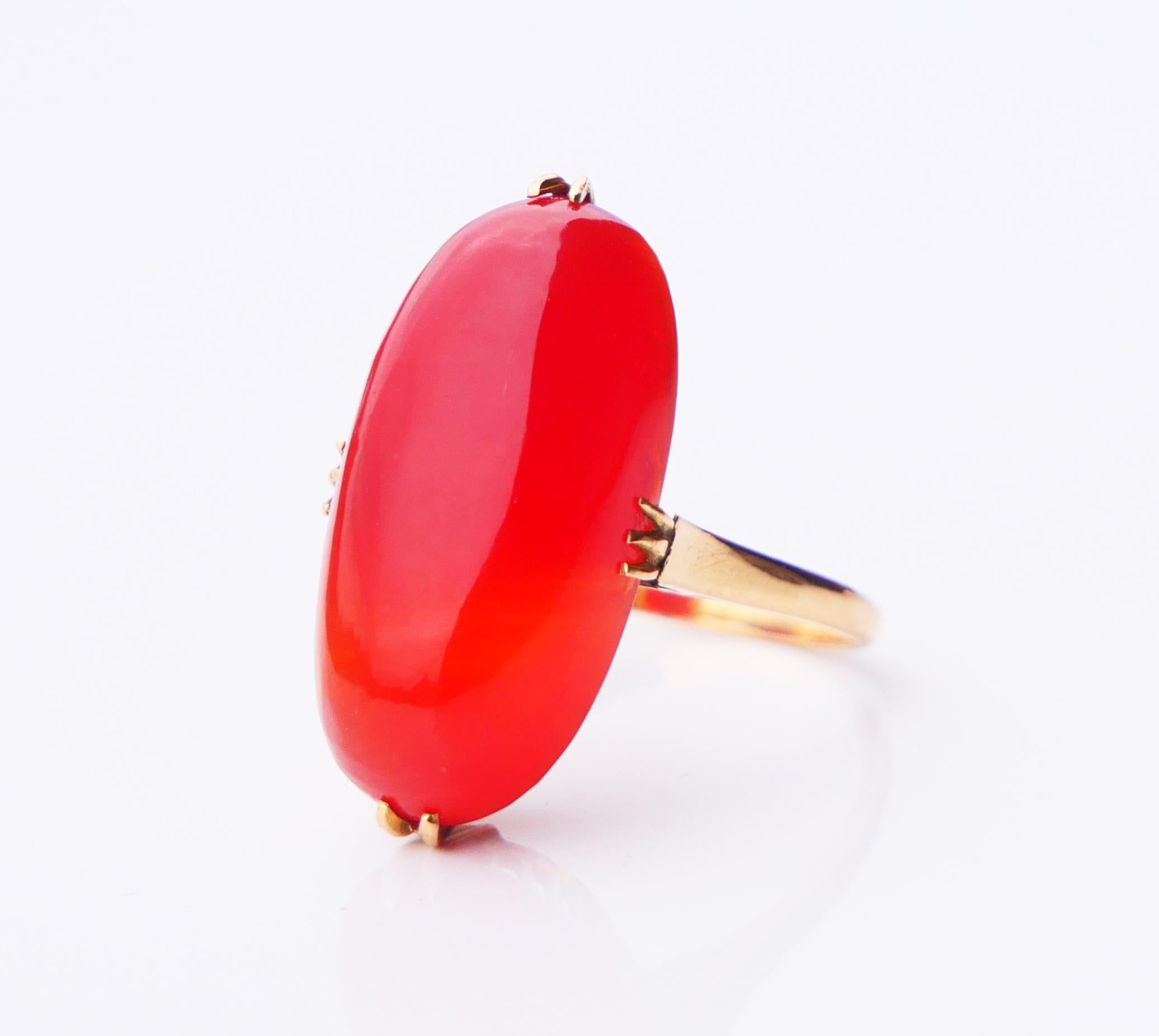 Antique  Bague en cornaline naturelle  Or massif 18K Ø US 5.75 / 4.6 gr en vente 7