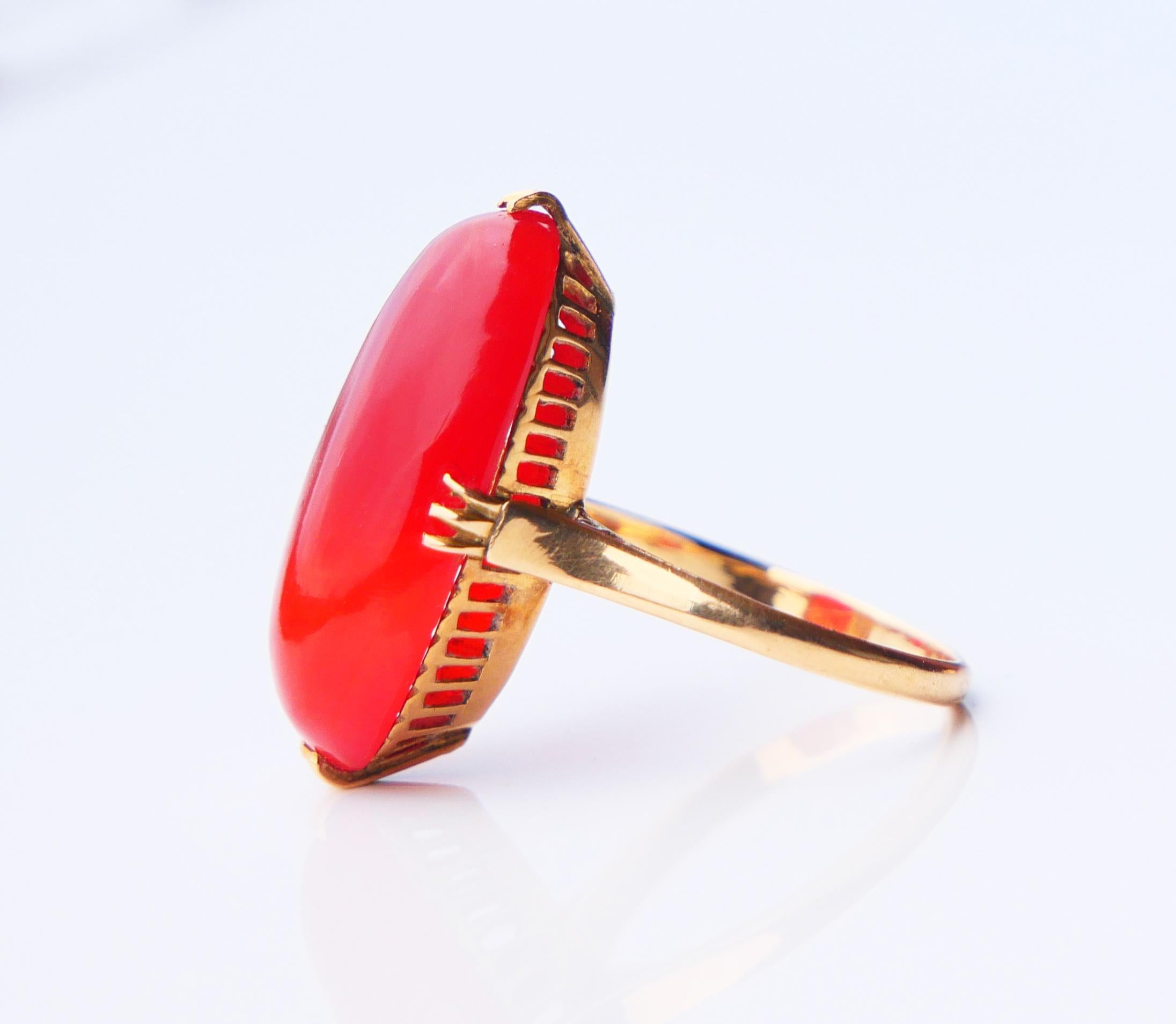 Antique  Bague en cornaline naturelle  Or massif 18K Ø US 5.75 / 4.6 gr en vente 8