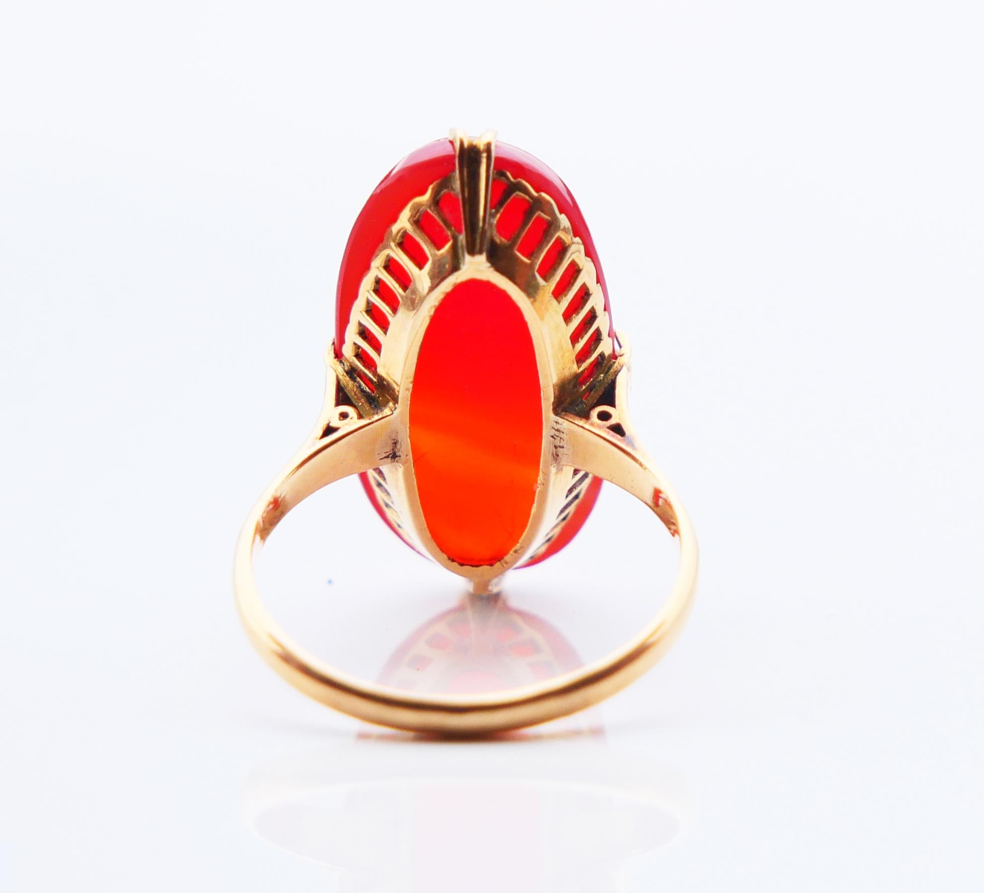 Antique  Bague en cornaline naturelle  Or massif 18K Ø US 5.75 / 4.6 gr en vente 9