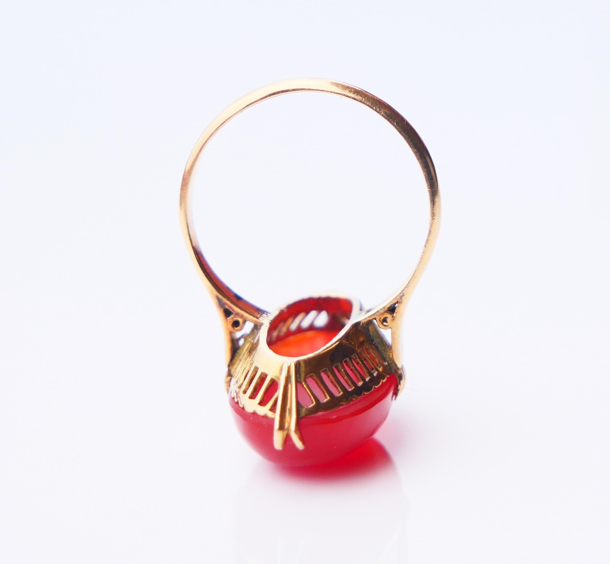 Antique  Bague en cornaline naturelle  Or massif 18K Ø US 5.75 / 4.6 gr en vente 10