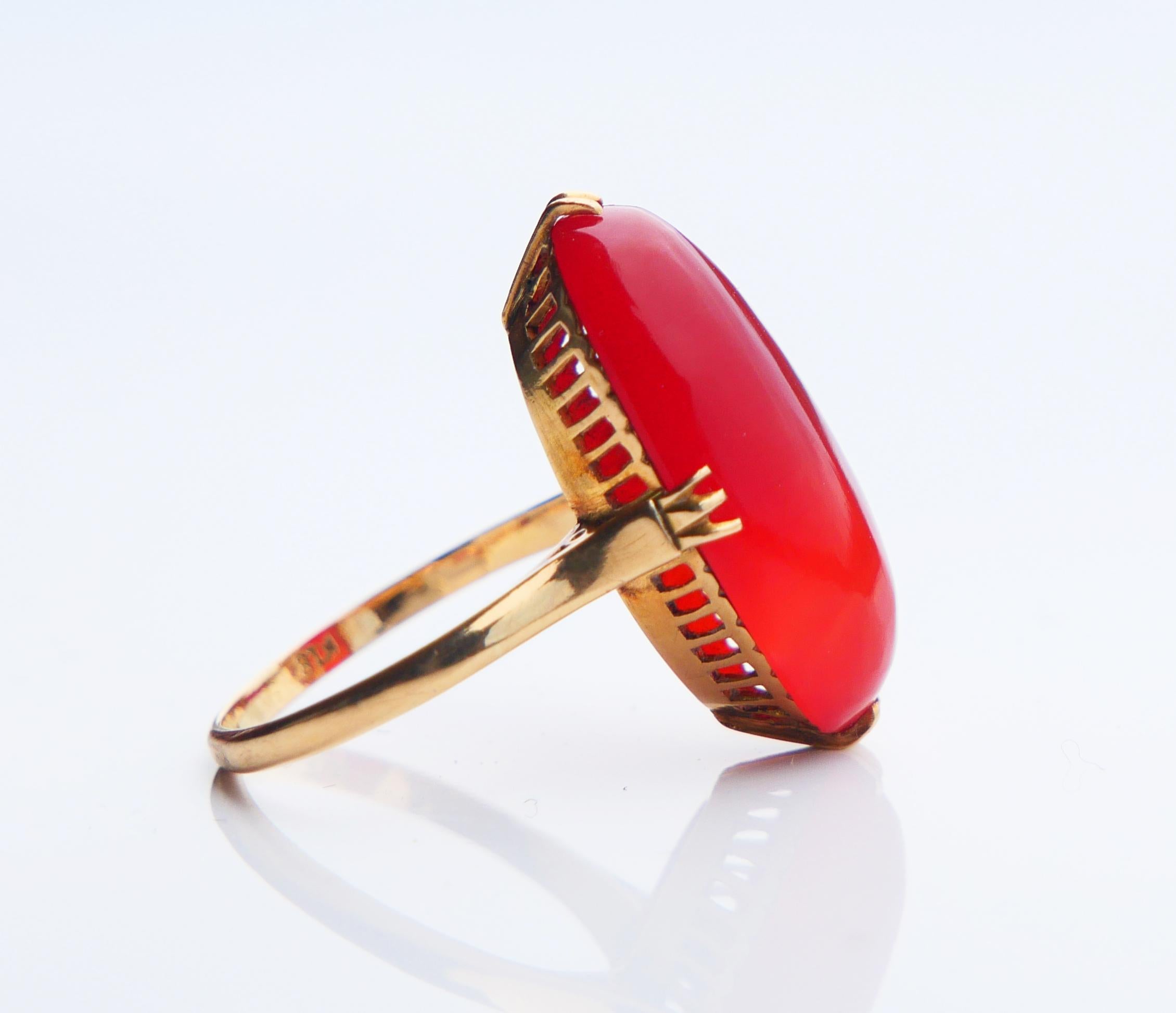 Antique  Bague en cornaline naturelle  Or massif 18K Ø US 5.75 / 4.6 gr en vente 11