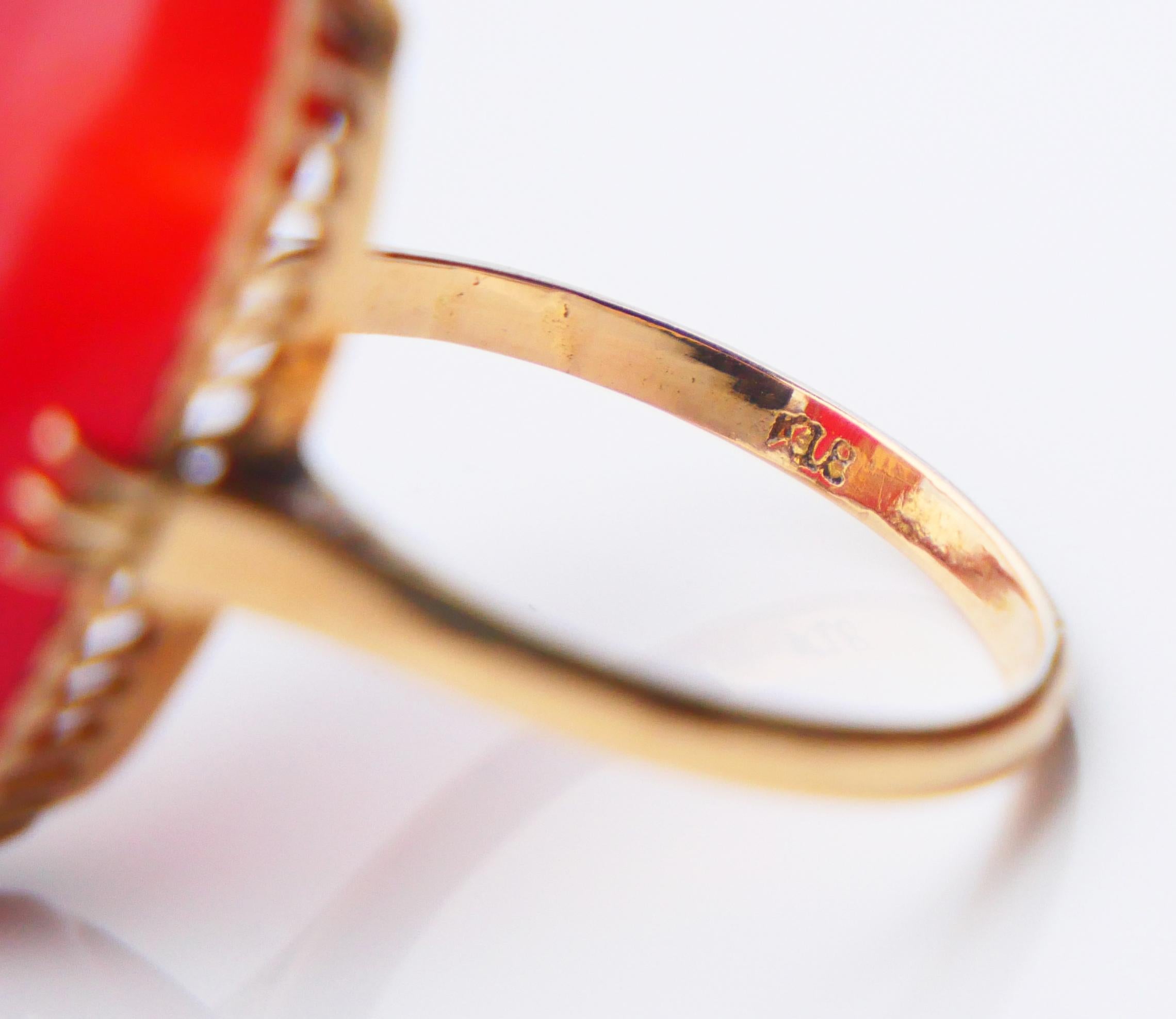 Antique  Bague en cornaline naturelle  Or massif 18K Ø US 5.75 / 4.6 gr en vente 13