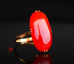 Antique  Bague en cornaline naturelle  Or massif 18K Ø US 5.75 / 4.6 gr