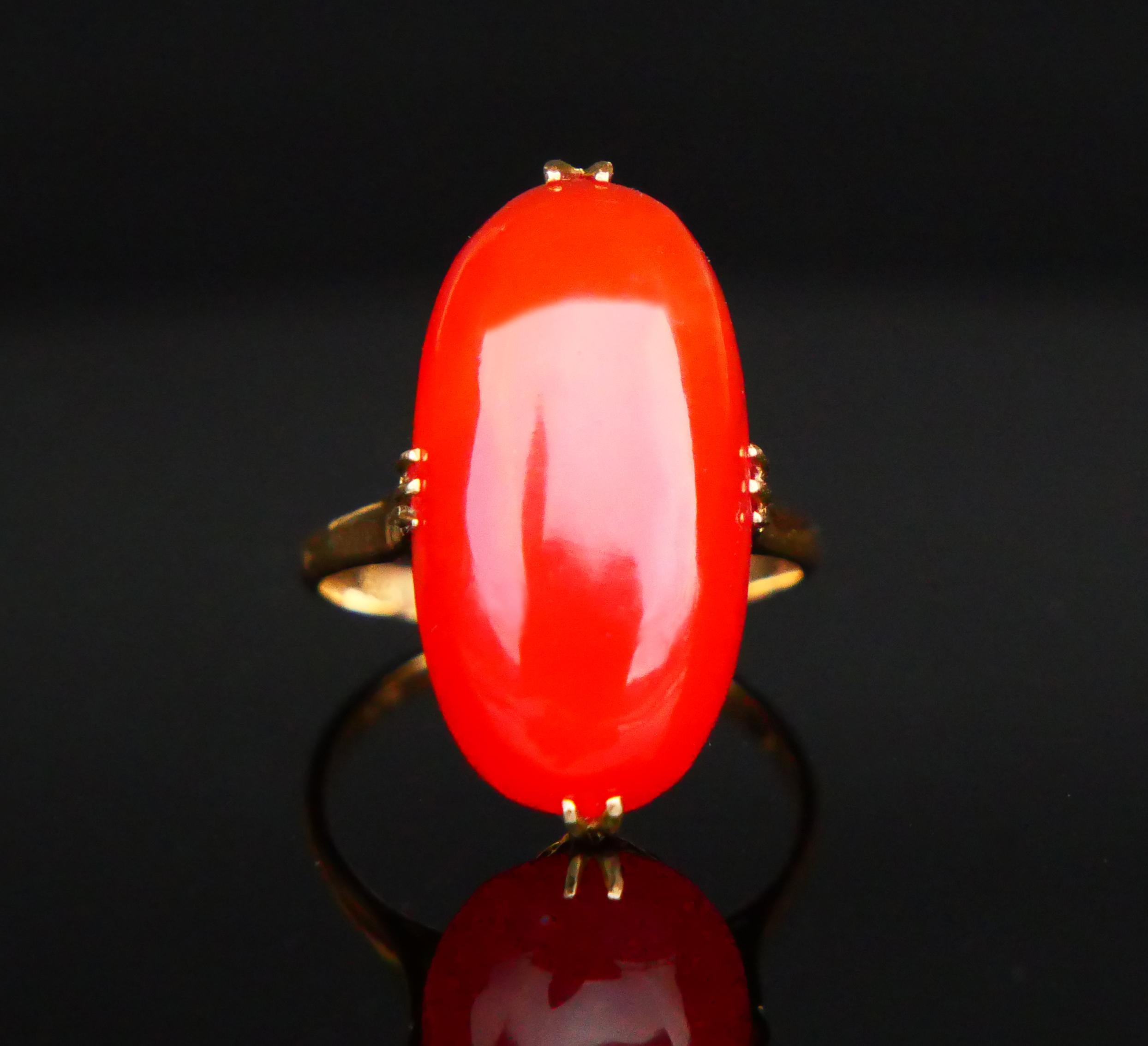 Art déco Antique  Bague en cornaline naturelle  Or massif 18K Ø US 5.75 / 4.6 gr en vente