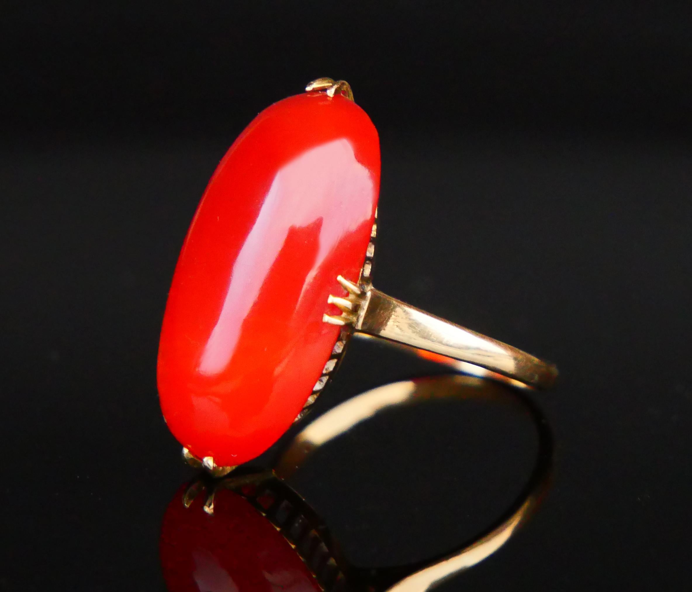 Taille cabochon Antique  Bague en cornaline naturelle  Or massif 18K Ø US 5.75 / 4.6 gr en vente