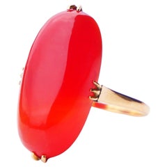 Antike  Ring mit natürlichem Karneol  Massiv 18K Gold Ø US 5.75 / 4.6 gr