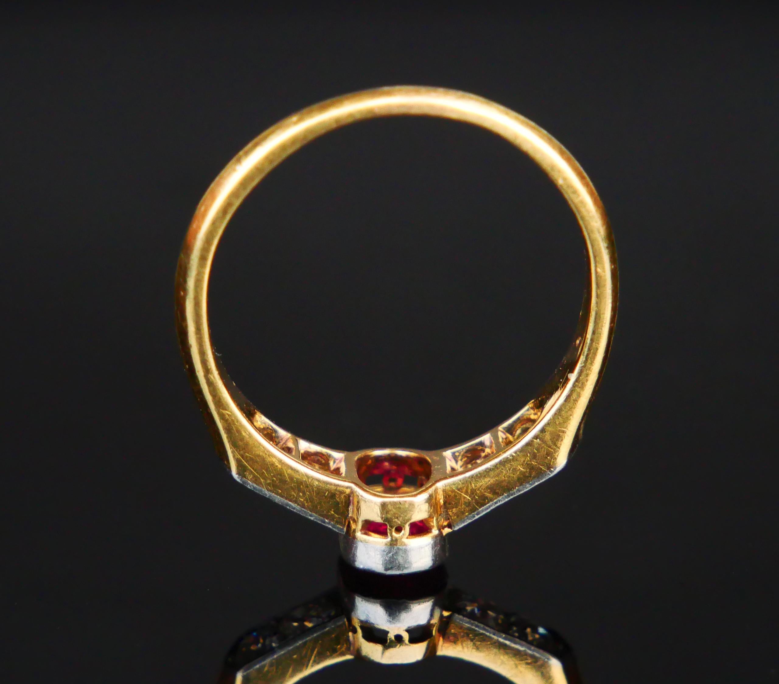 Bague ancienne Rubis ct naturel ctw Diamants or massif 18K ØUS 7.25 / 3.8 gr Pour femmes en vente