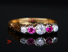 Antique Ring natural Diamond Ruby 14K Yellow Gold Ring 8.75US / 3.8gr