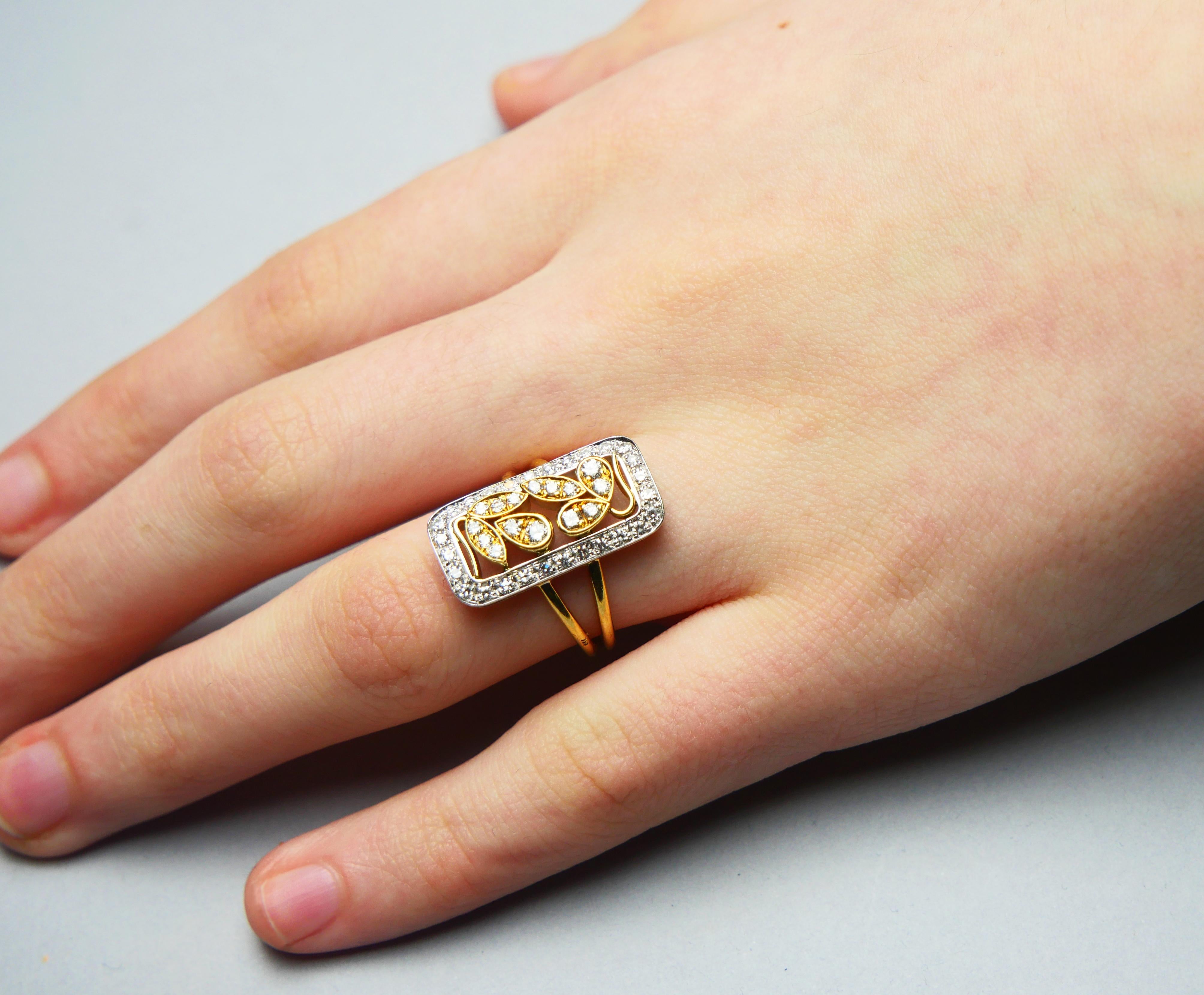 Antique Ring natural Diamonds solid 18K Yellow Gold US6.5 / 6.4gr For Sale 5