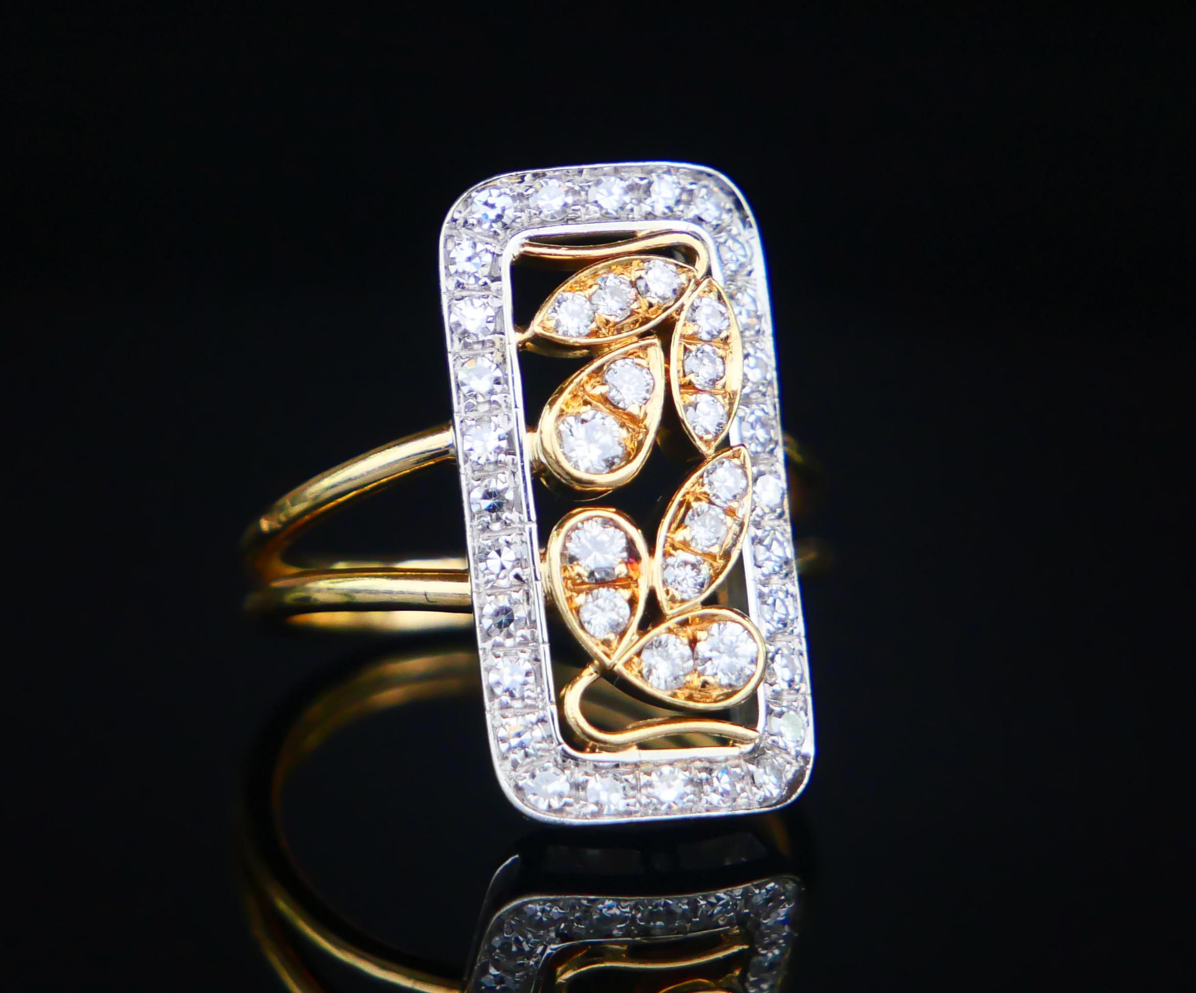 Antique Ring natural Diamonds solid 18K Yellow Gold US6.5 / 6.4gr For Sale 6