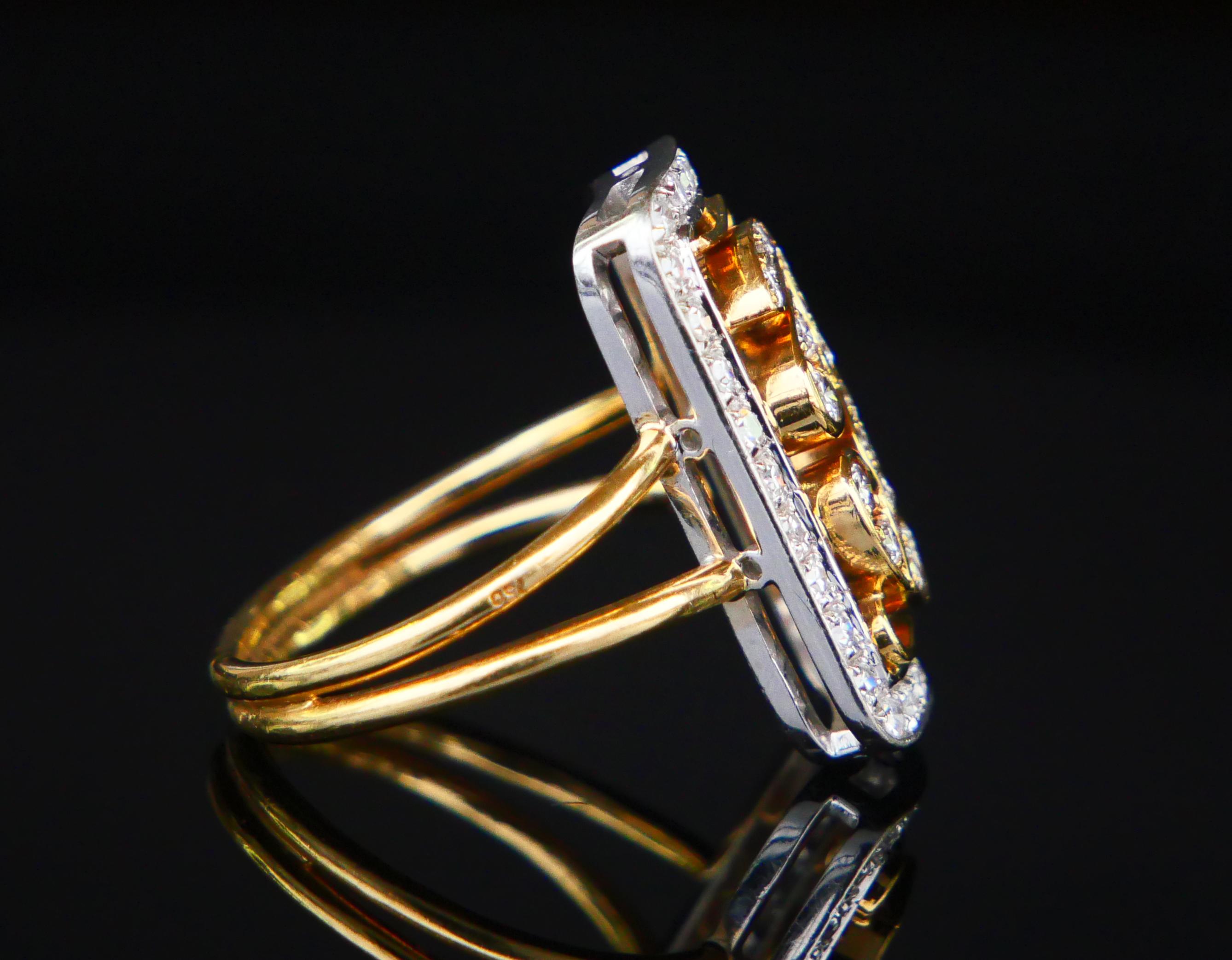 Antique Ring natural Diamonds solid 18K Yellow Gold US6.5 / 6.4gr For Sale 9