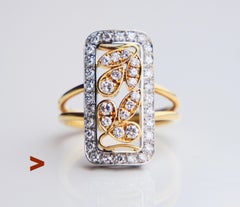 Antique Ring natural Diamonds solid 18K Yellow Gold US6.5 / 6.4gr
