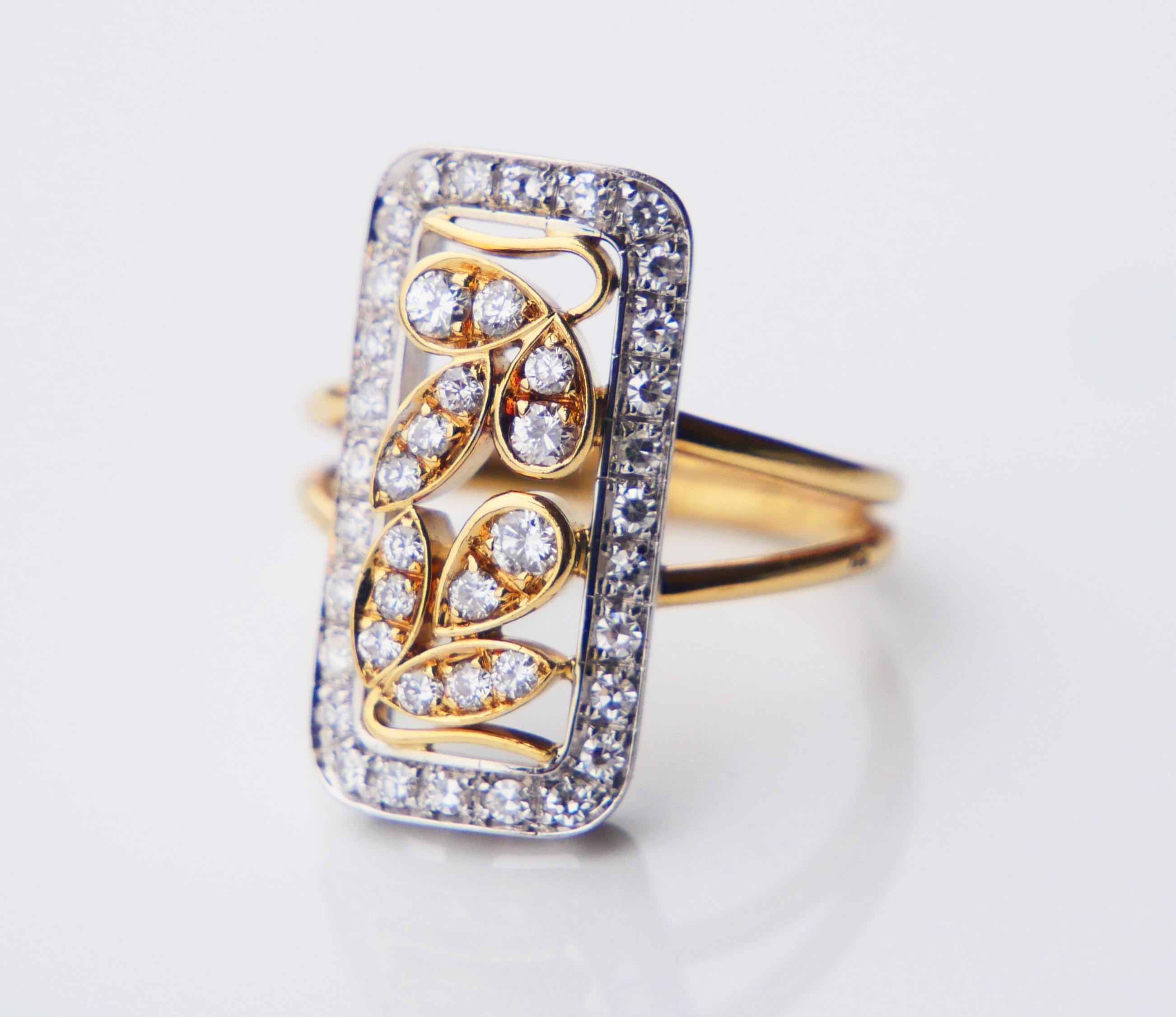 Arts and Crafts Antique Ring natural Diamonds solid 18K Yellow Gold US6.5 / 6.4gr For Sale