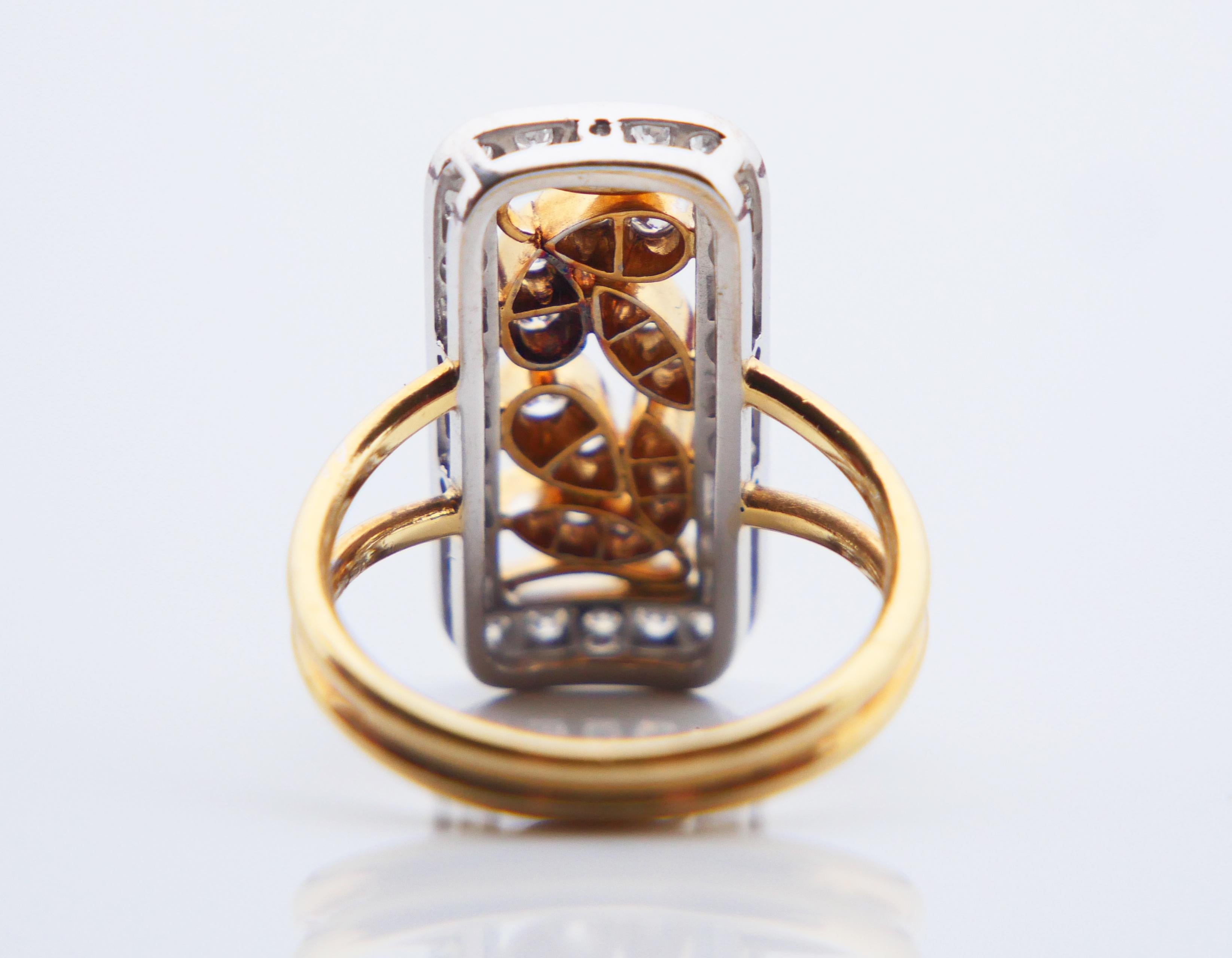 Brilliant Cut Antique Ring natural Diamonds solid 18K Yellow Gold US6.5 / 6.4gr For Sale