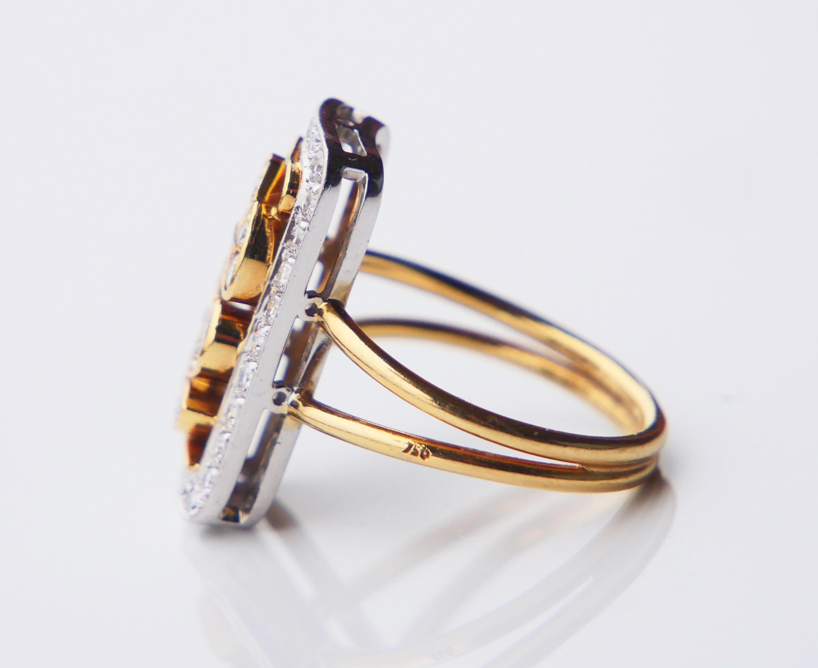 Antique Ring natural Diamonds solid 18K Yellow Gold US6.5 / 6.4gr For Sale 1