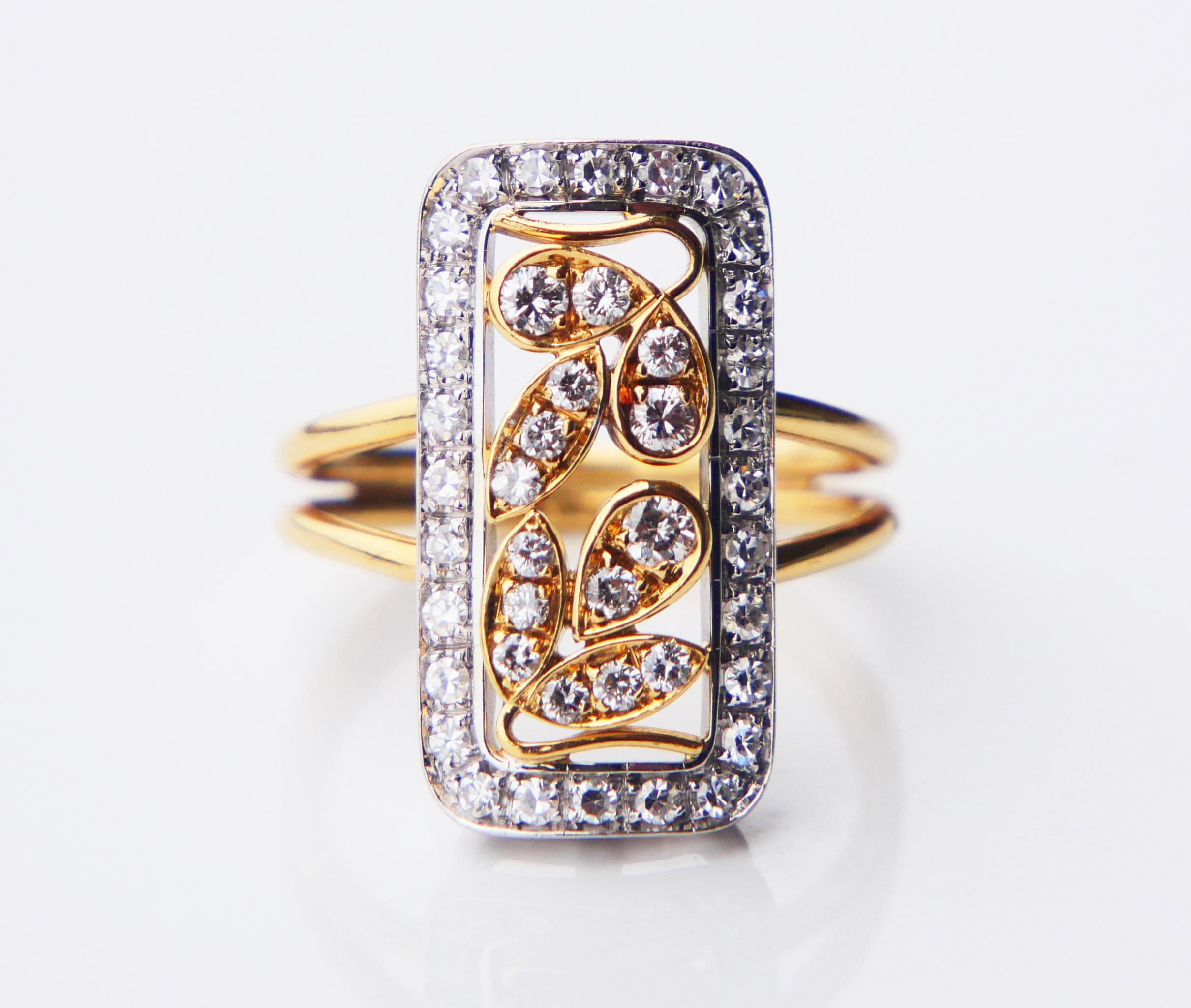 Antique Ring natural Diamonds solid 18K Yellow Gold US6.5 / 6.4gr For Sale 2