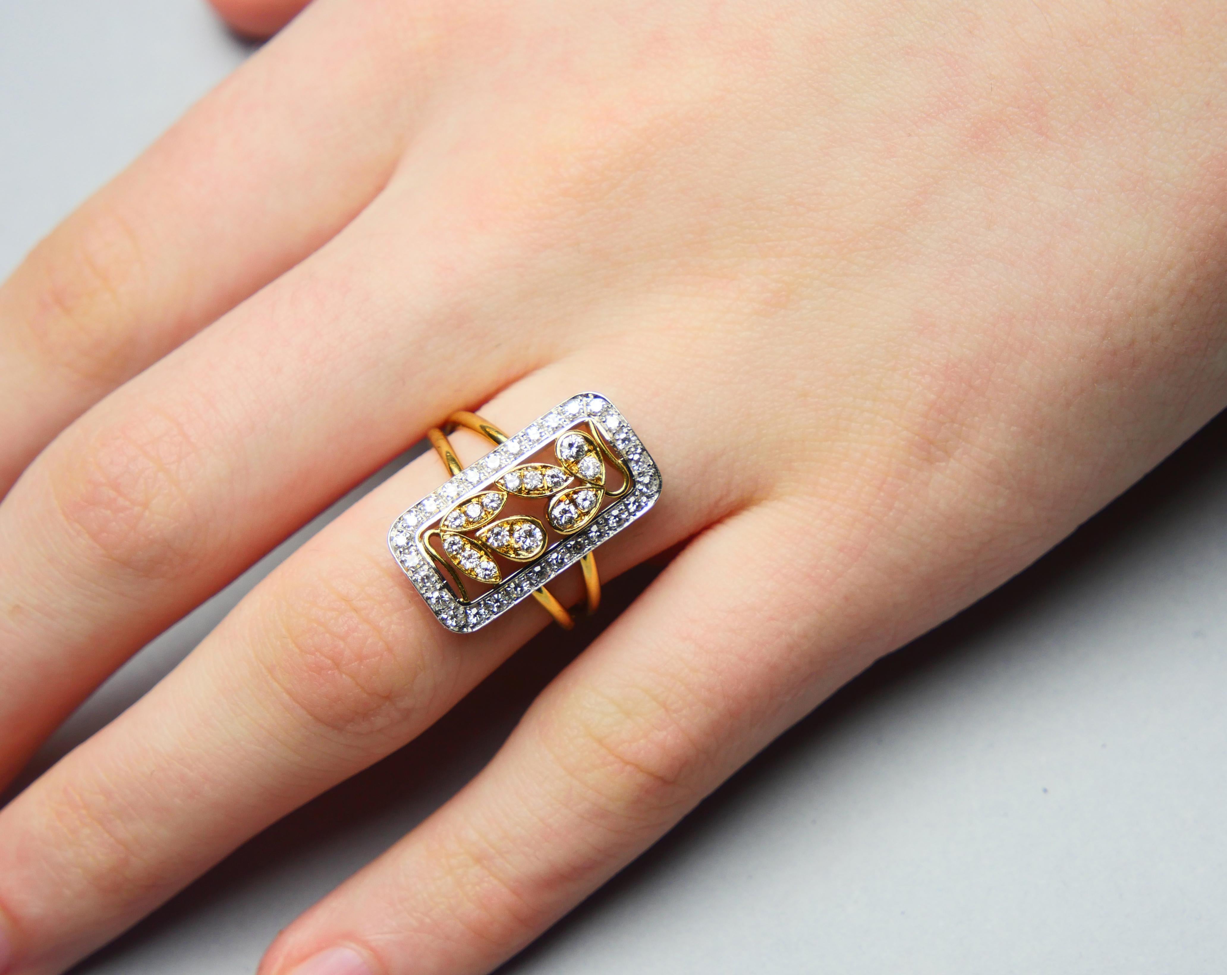Antique Ring natural Diamonds solid 18K Yellow Gold US6.5 / 6.4gr For Sale 3