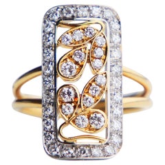 Antique Ring natural Diamonds solid 18K Yellow Gold US6.5 / 6.4gr