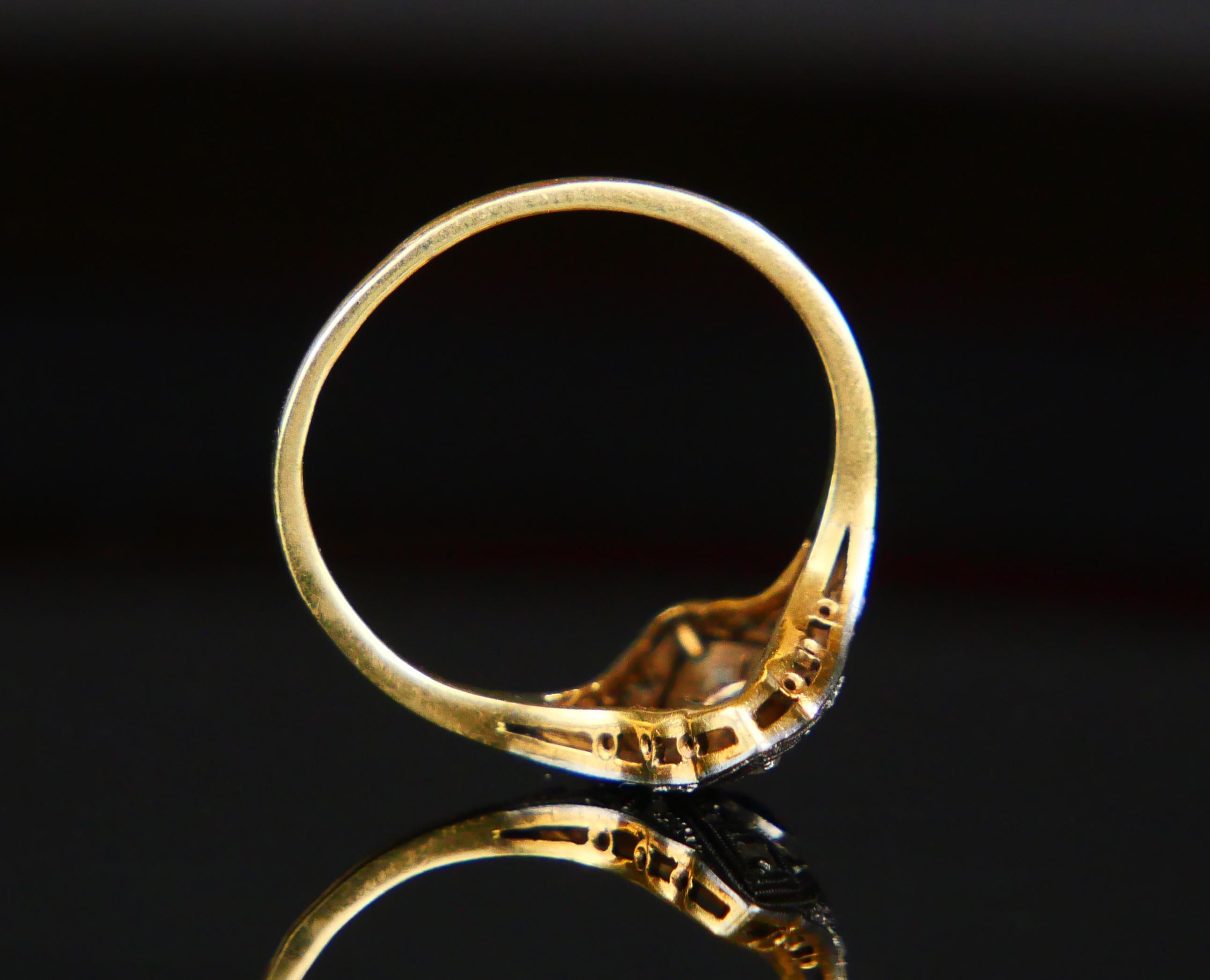 De las mujeres Anillo Antiguo Zafiro natural Diamantes Oro 18K Platino ØUS 5.25 /2.4 gr