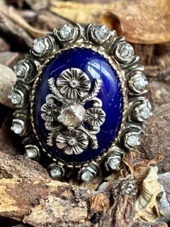 Antique "Ring of Heavens" or "Bague au Firmament", blue enamel and diamond ring