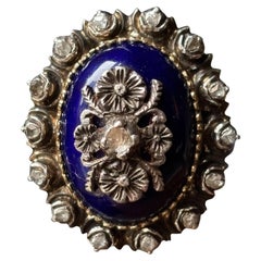 Antiker Ring „Ring of Heavens“ oder „Bague au Firmament“, blaue Emaille und Diamanten