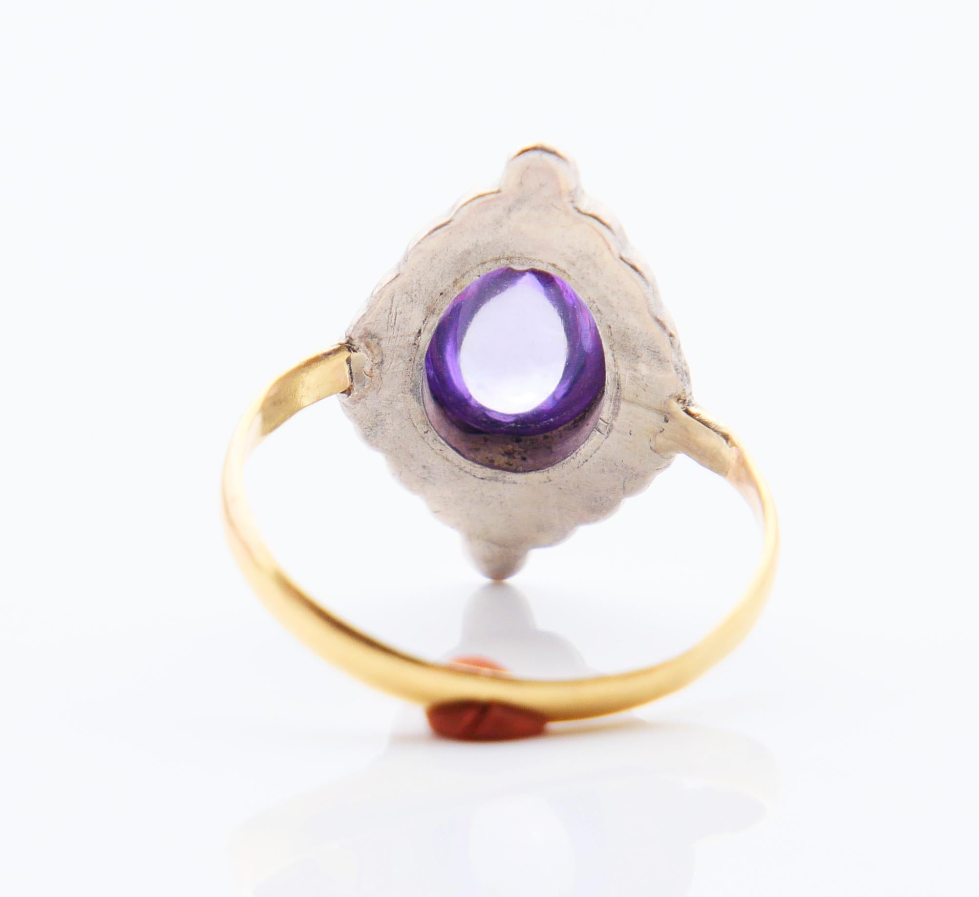 Antique Ring Purple Sapphire solid 18K Gold Siver Ø US7.25 / 3.2 gr For Sale 5