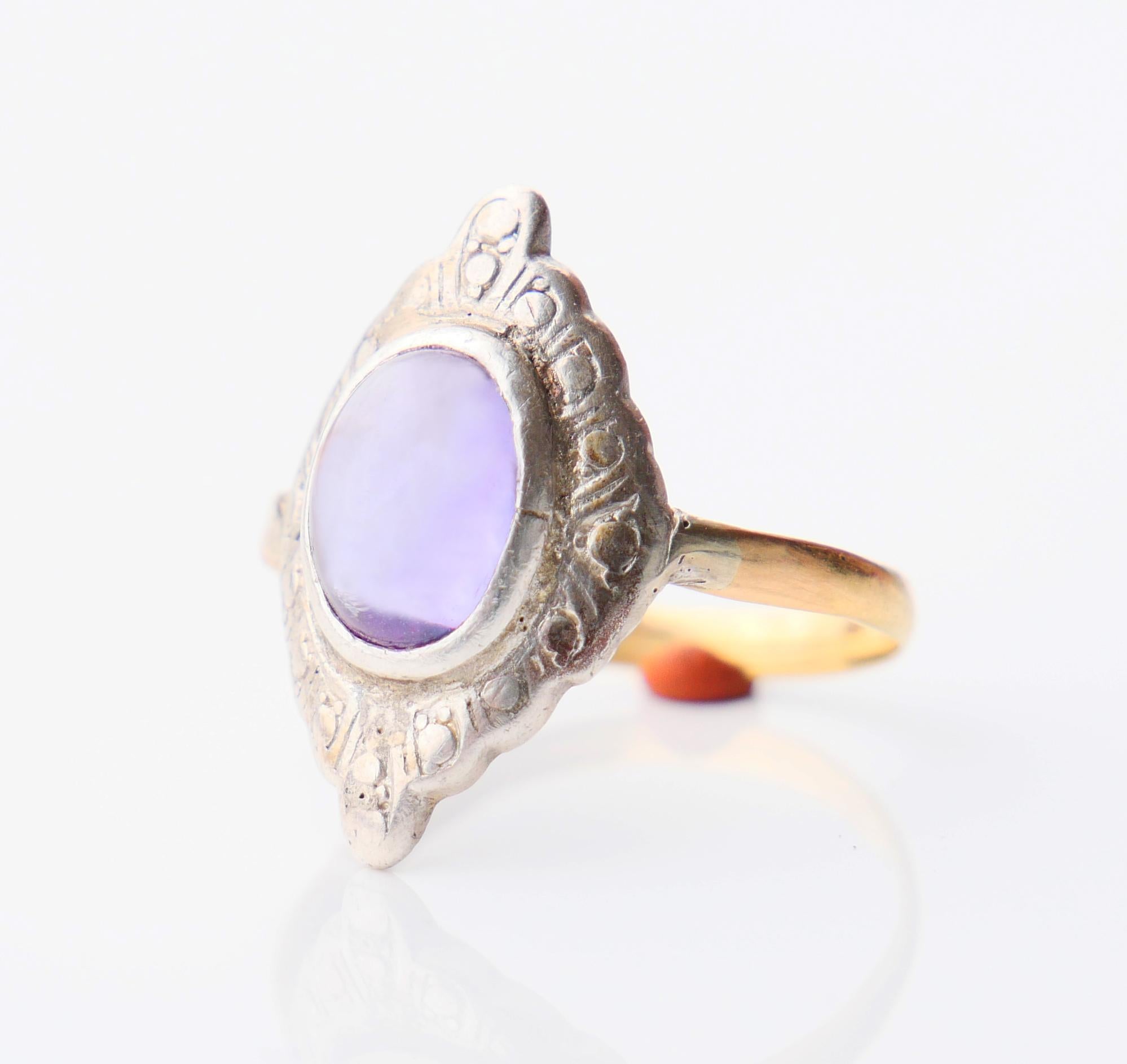 Antique Ring Purple Sapphire solid 18K Gold Siver Ø US7.25 / 3.2 gr For Sale 6
