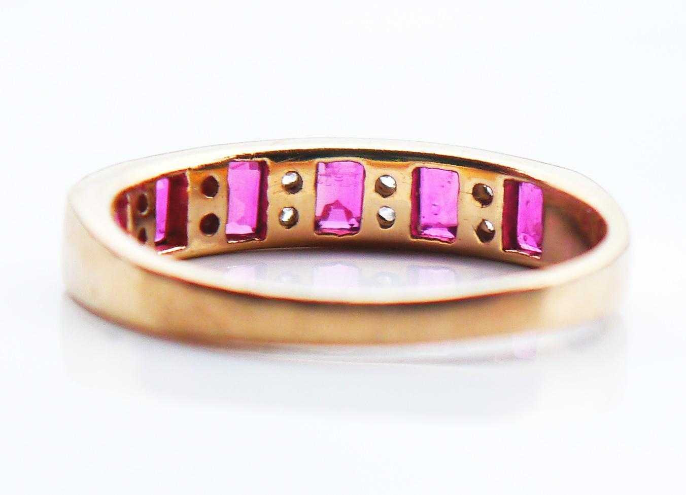 Art Deco Antique Ring Ruby Diamonds solid 14K Yellow Gold Ø 6.25 US / 2.1gr For Sale