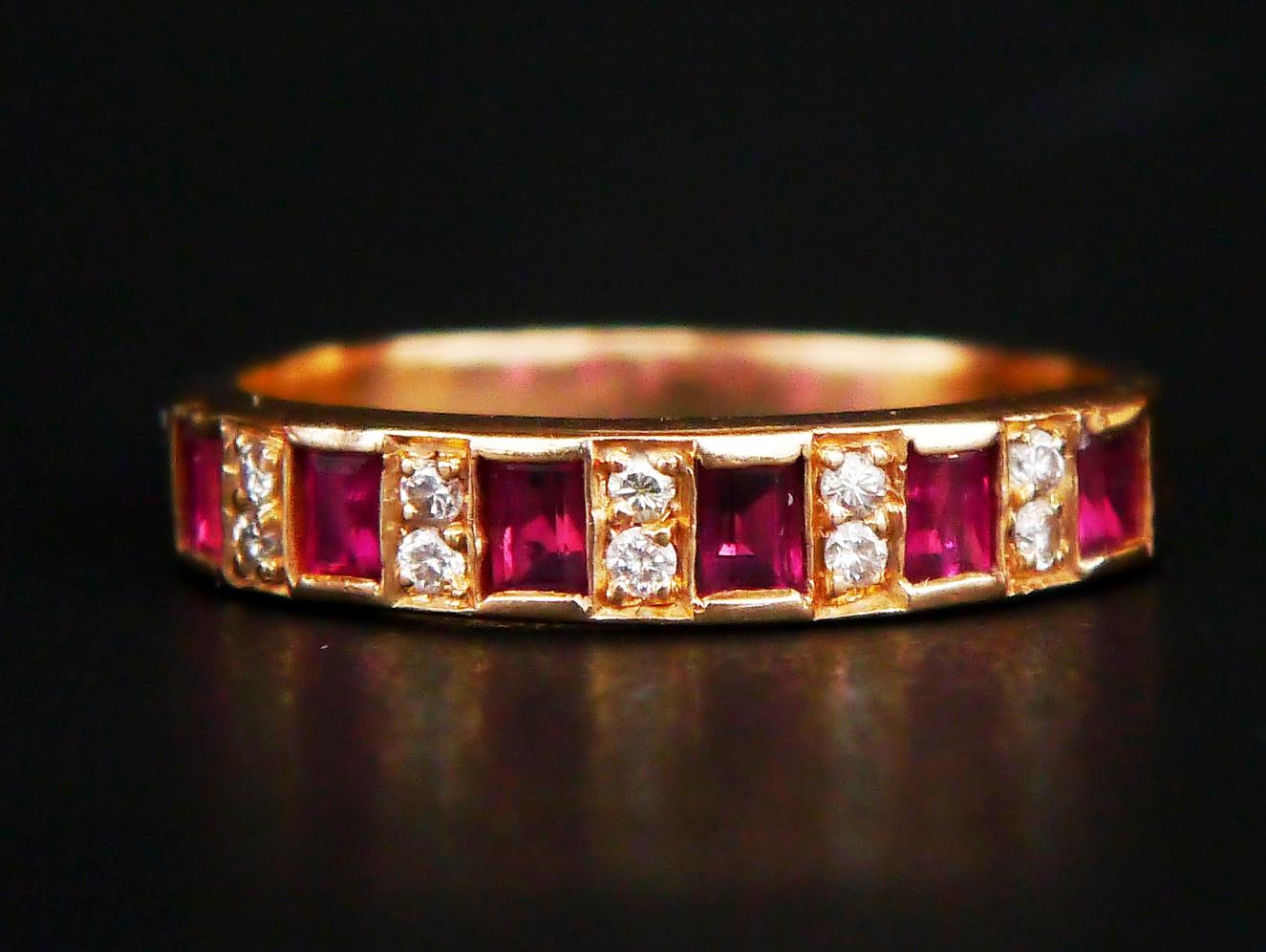 Antiker Ring Rubin Diamanten massiv 14K Gelbgold Ø 6.25 US / 2.1gr im Angebot 2