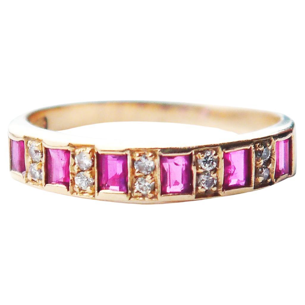 Antiker Ring Rubin Diamanten massiv 14K Gelbgold Ø 6.25 US / 2.1gr im Angebot