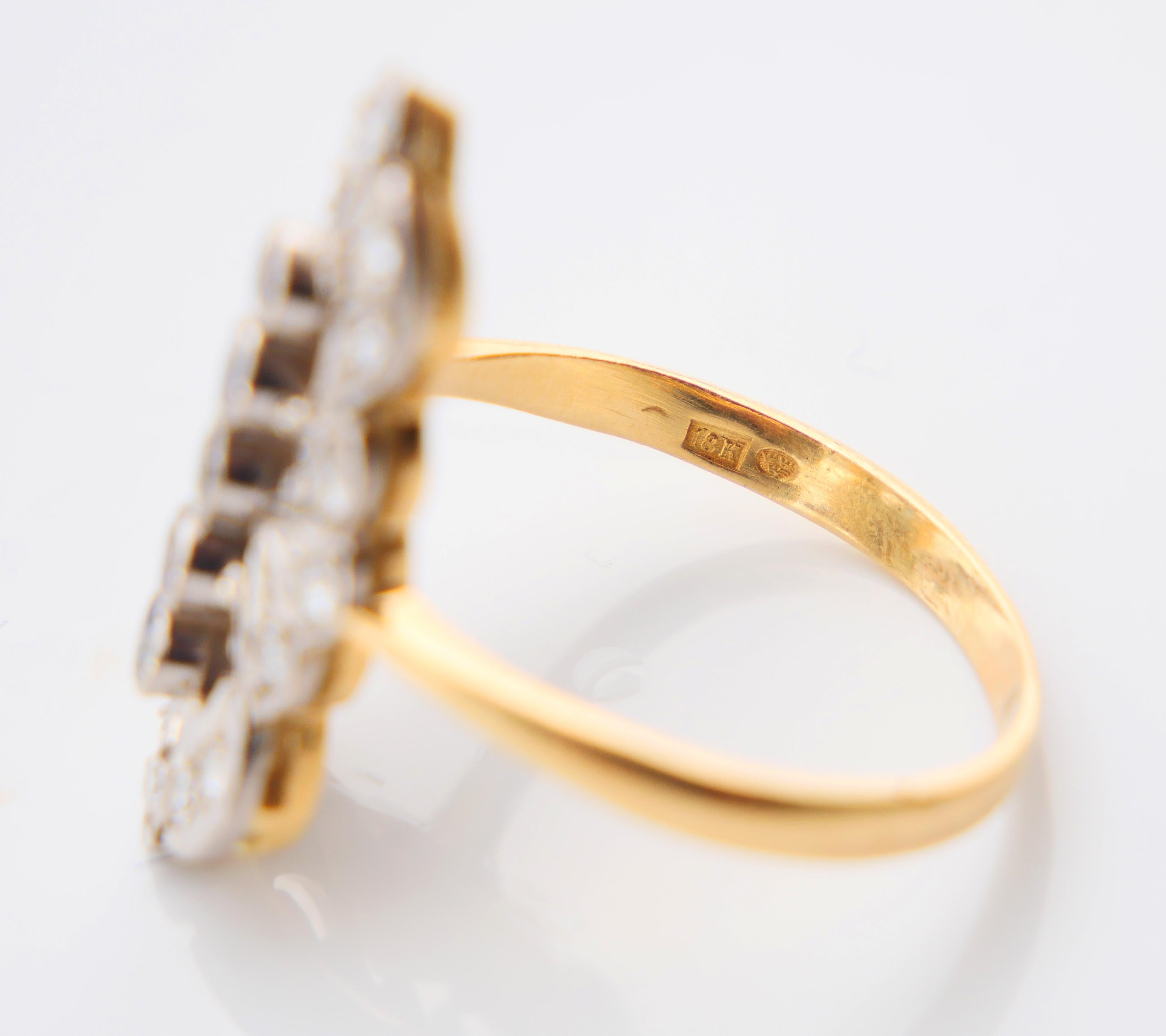 Antique Ring Sapphires Diamonds solid 18K Gold Platinum ØUS8.5 / 6.1 gr For Sale 8