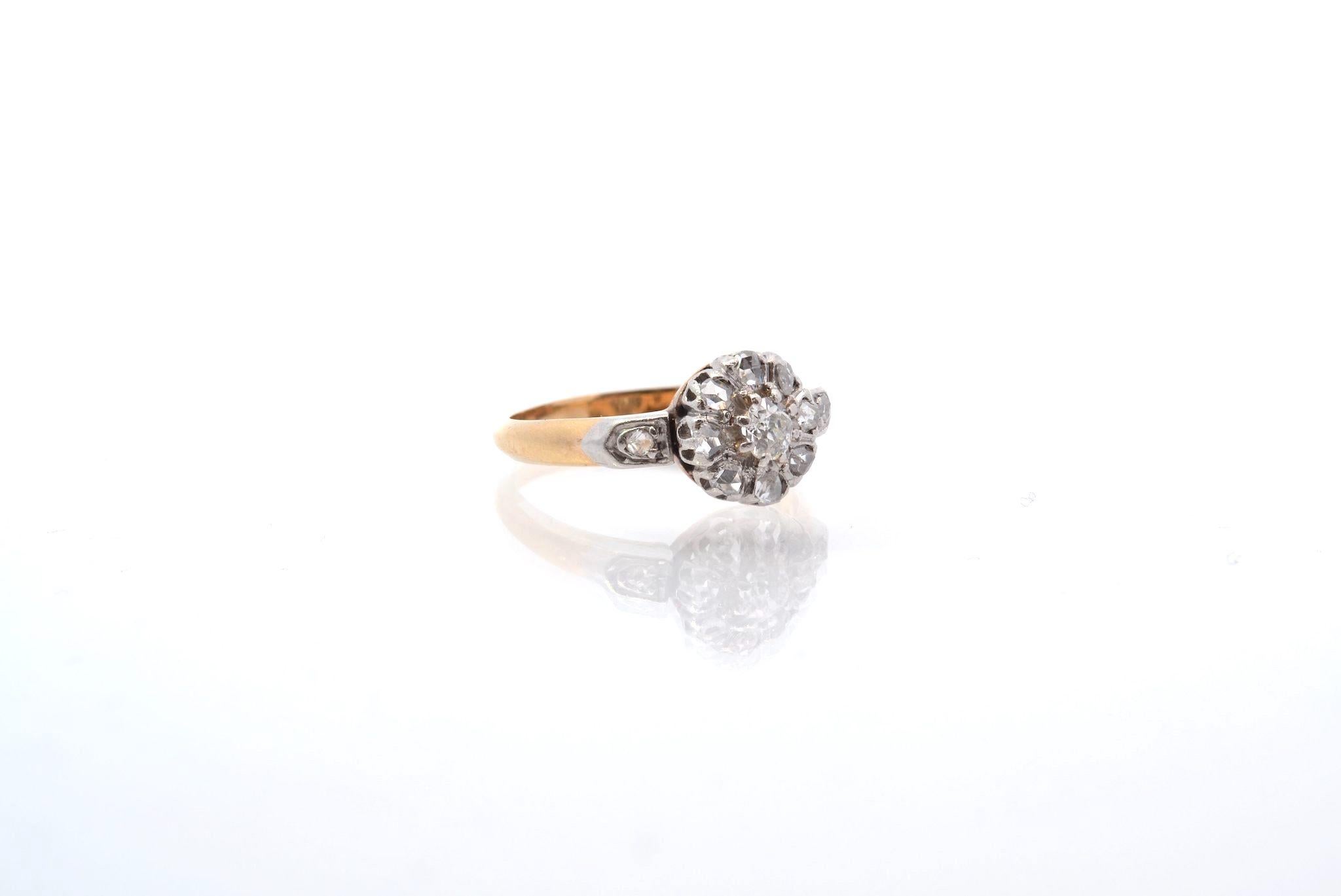 Antiker Ring mit Diamanten besetzt (Alteuropäischer Schliff) im Angebot